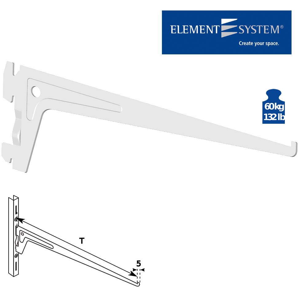 WSPORNIK PÓŁKI DO REGAŁ METALOWY BIAŁY PRO 20CM Marka Element System
