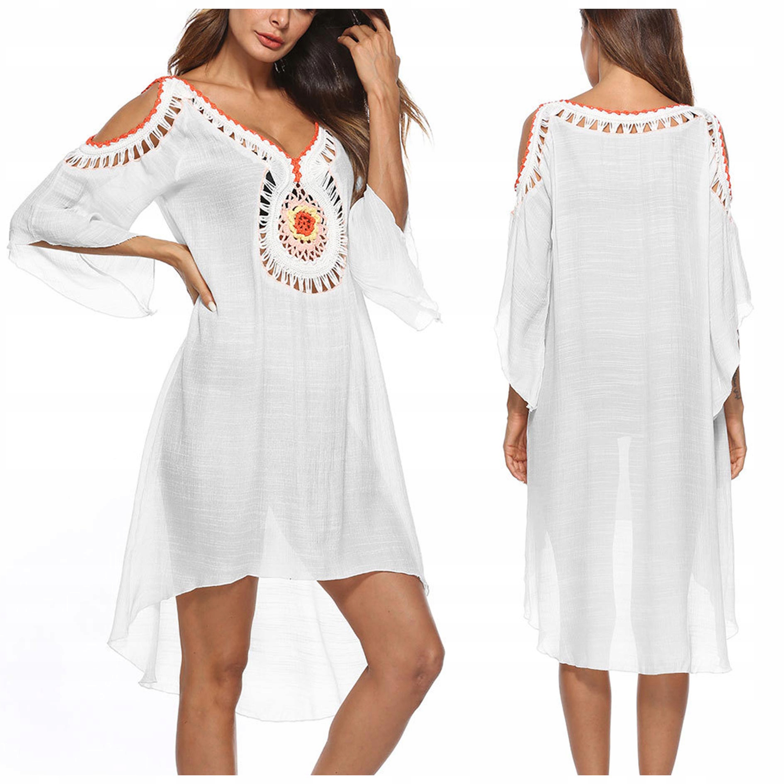 

Pareo plażowa Sukienka kolory Haft dekolt Boho