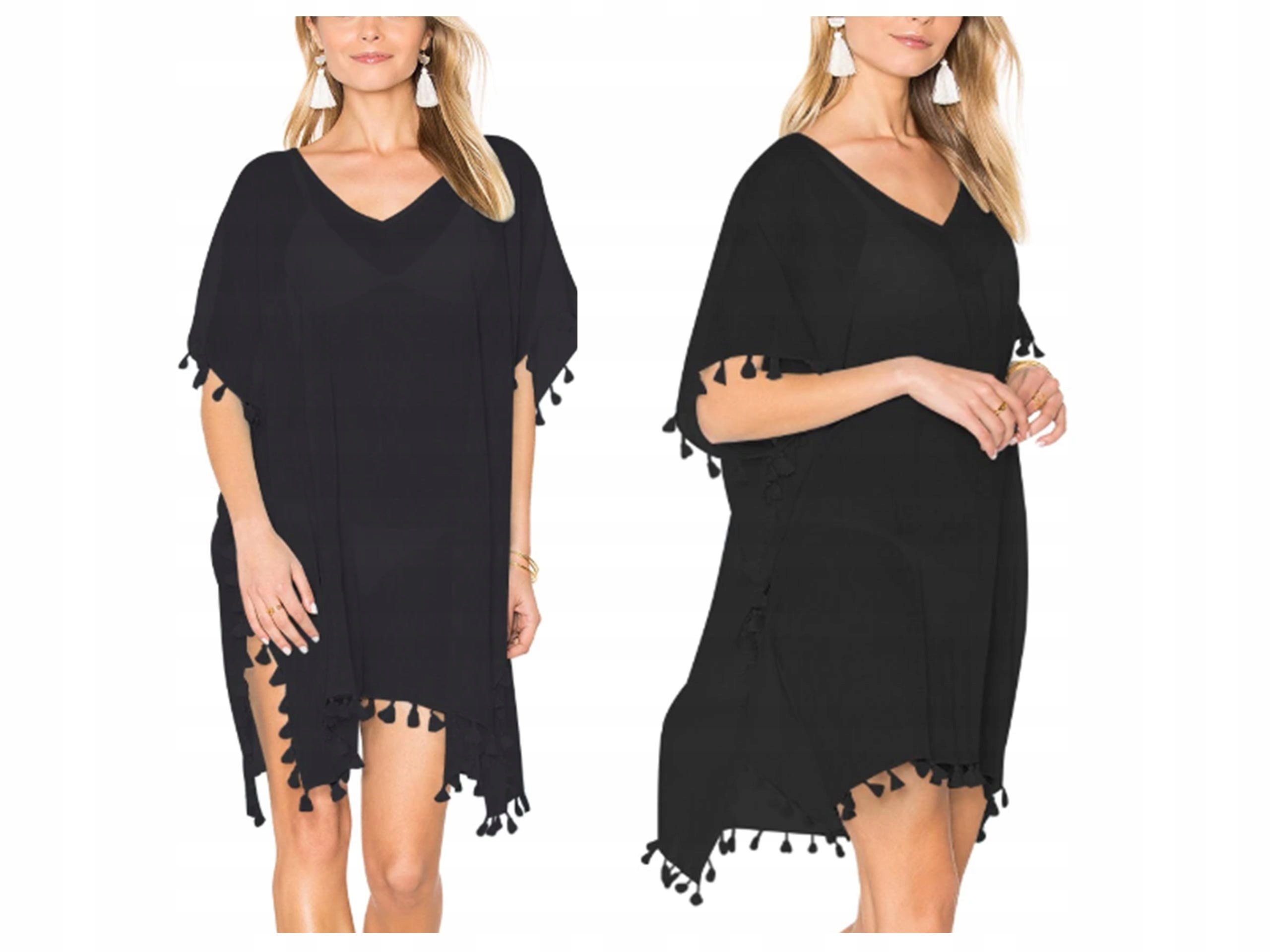 

Tunika plażowa Pareo sukienka na lato Czarna boho