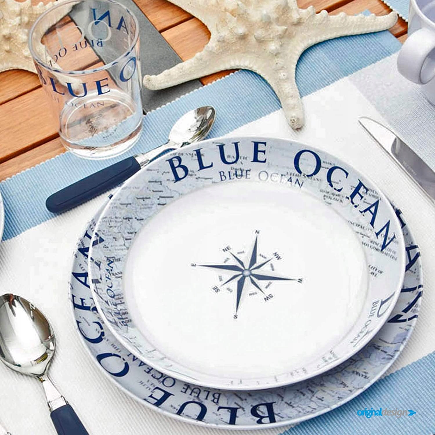 ZESTAW OBIADOWY MELAMINA BRUNNER BLUE OCEAN 12 SZT Brand Brunner