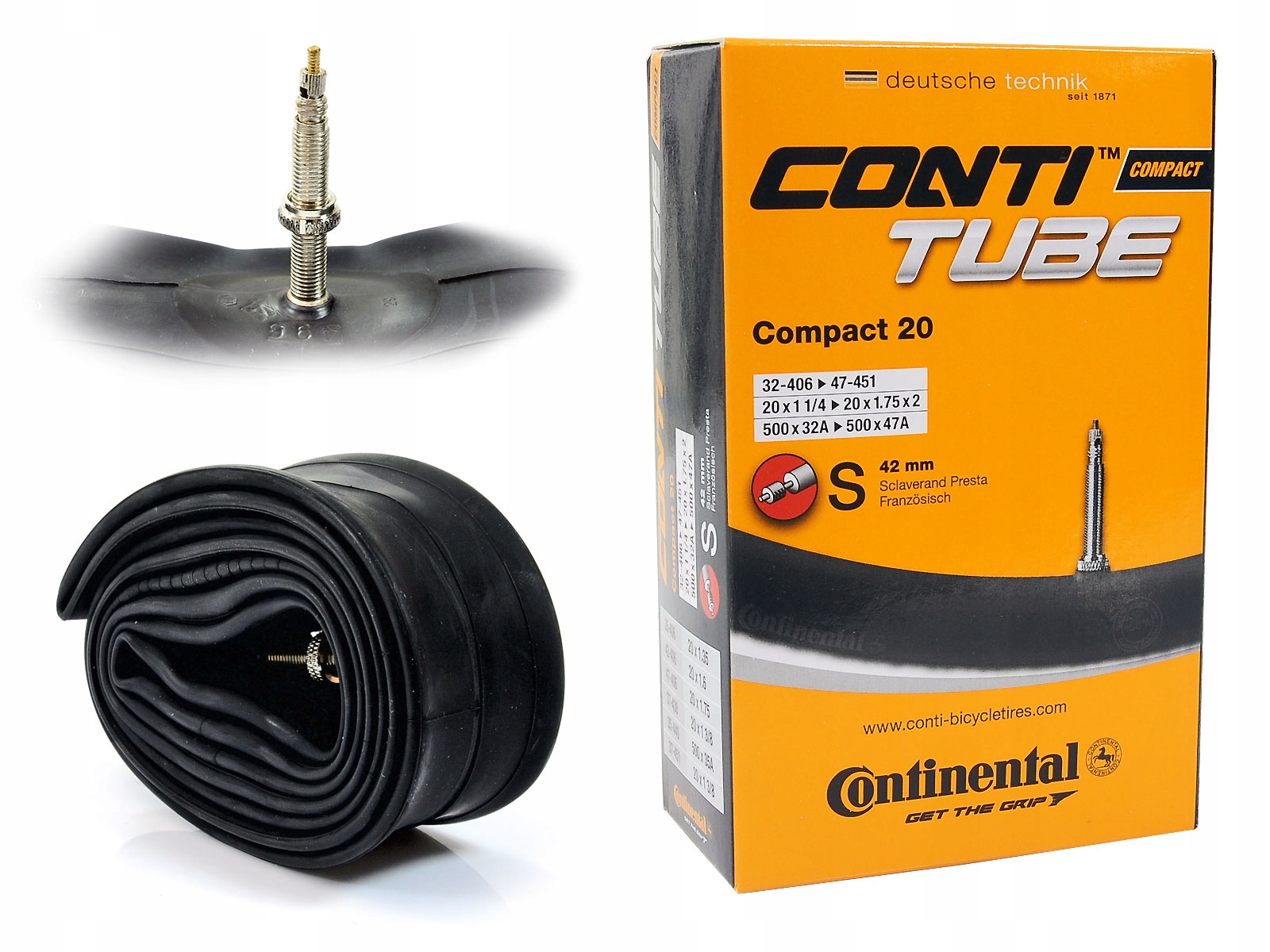 

Dętka Continental 42mm 32/47-406/451 20x1,25-1,75'