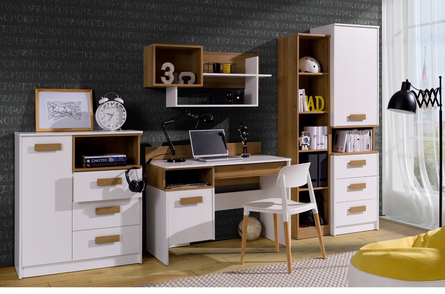 biurko z szafką do nauki młodzieżowe dziecięce praktyczne meble Grant 02 Kod producenta 02