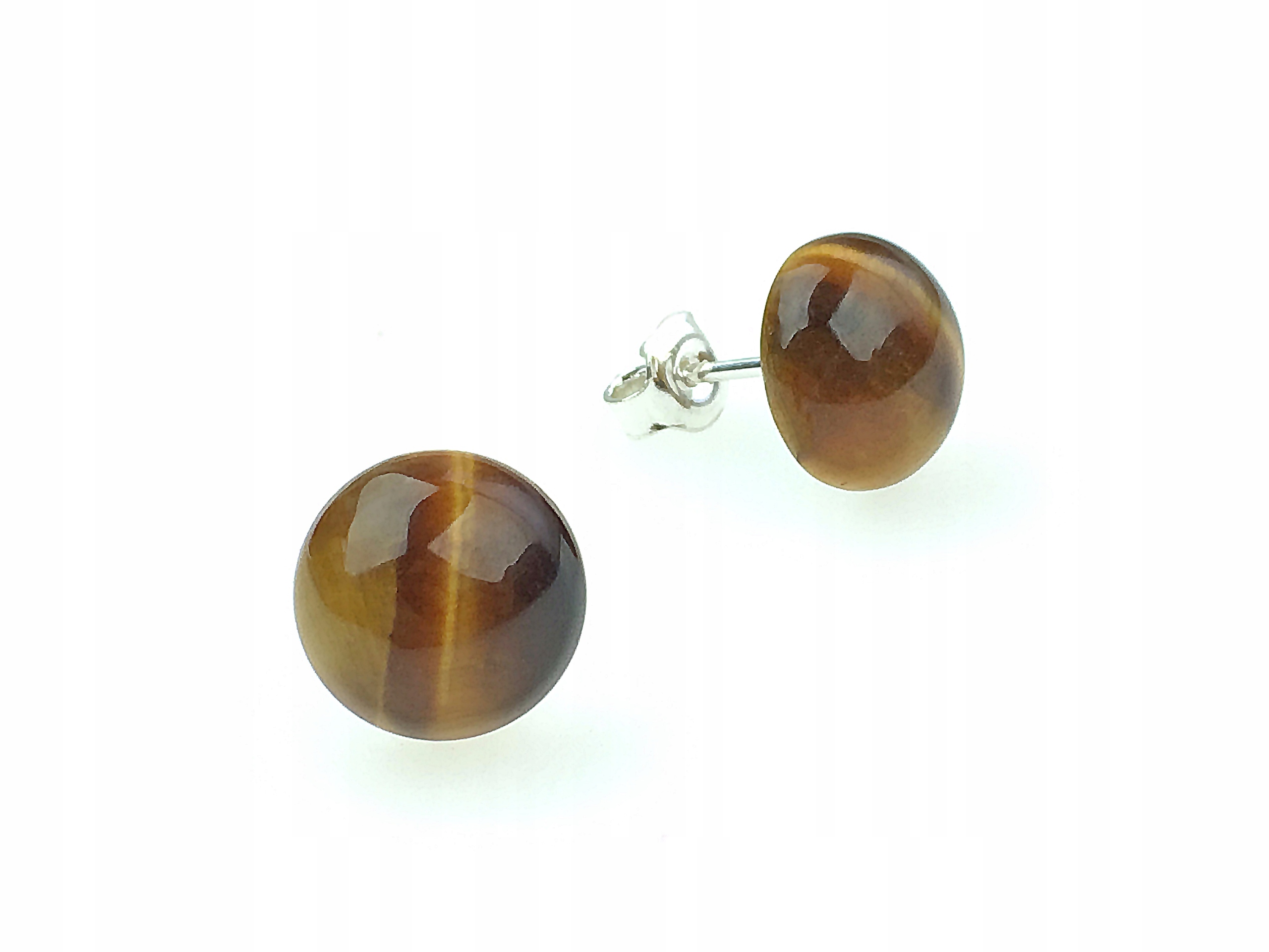 

kolczyki tygrysie oko srebrne 925 sztyfty 10mm