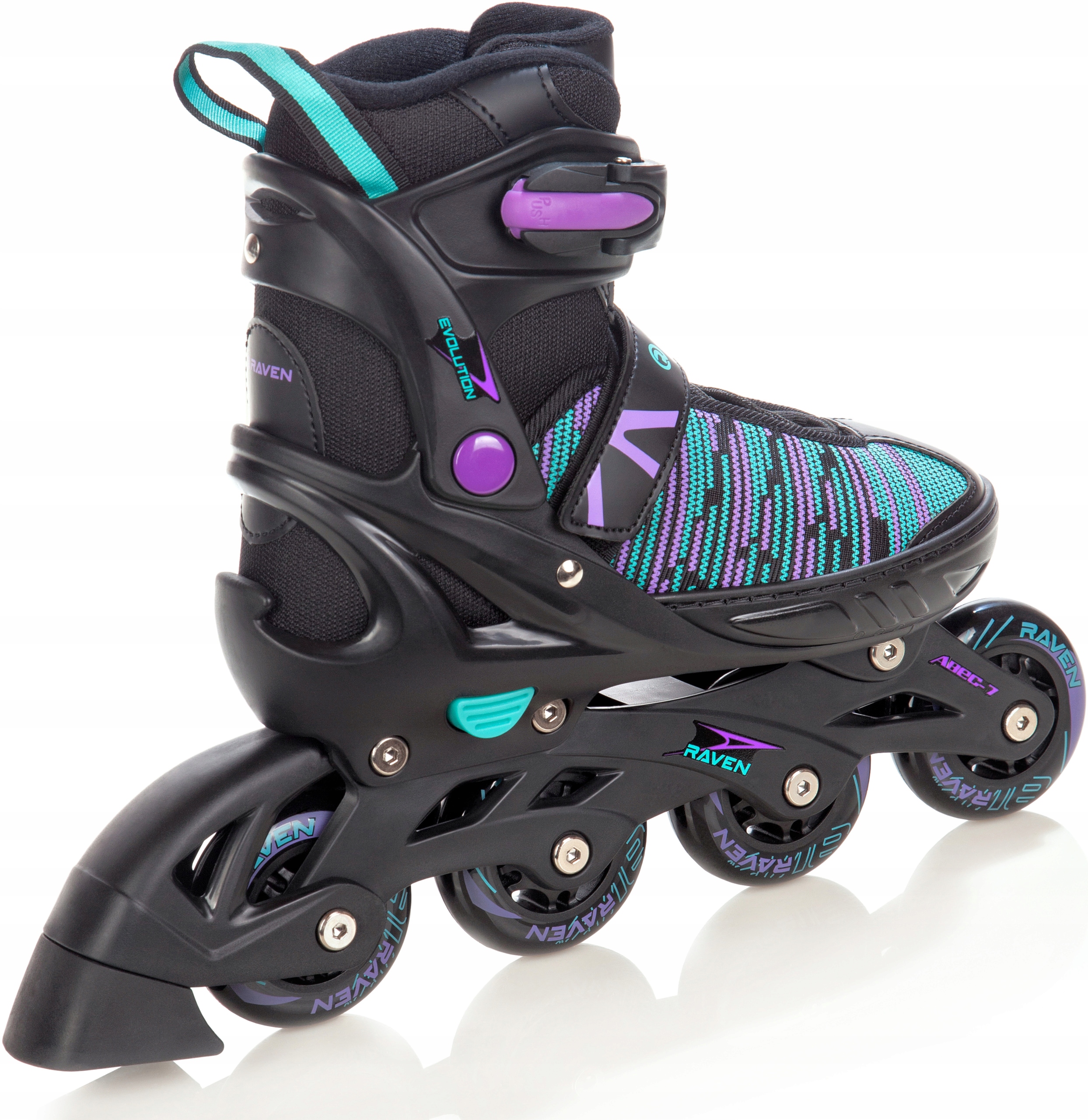 Rolki regulowane Raven Cande 35-39 ABEC-7 Black/Mint/Violet Kauczuk