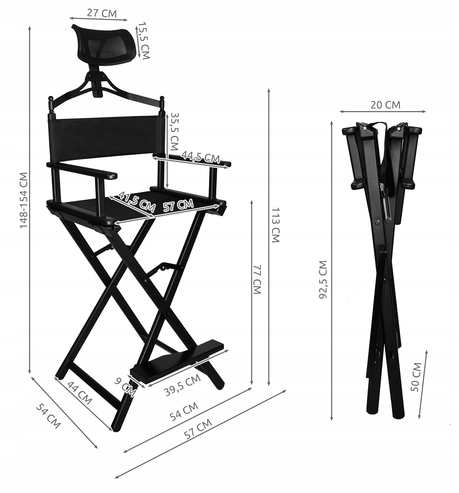 Krzesło do Makijażu Make-Up Aluminiowe + Zagłówek EAN 5900779935556