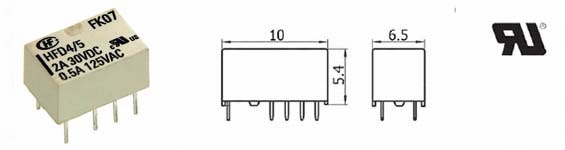 

Przekaźnik HFD4/5V 5V 2 styki przełączne 2A/30VDC