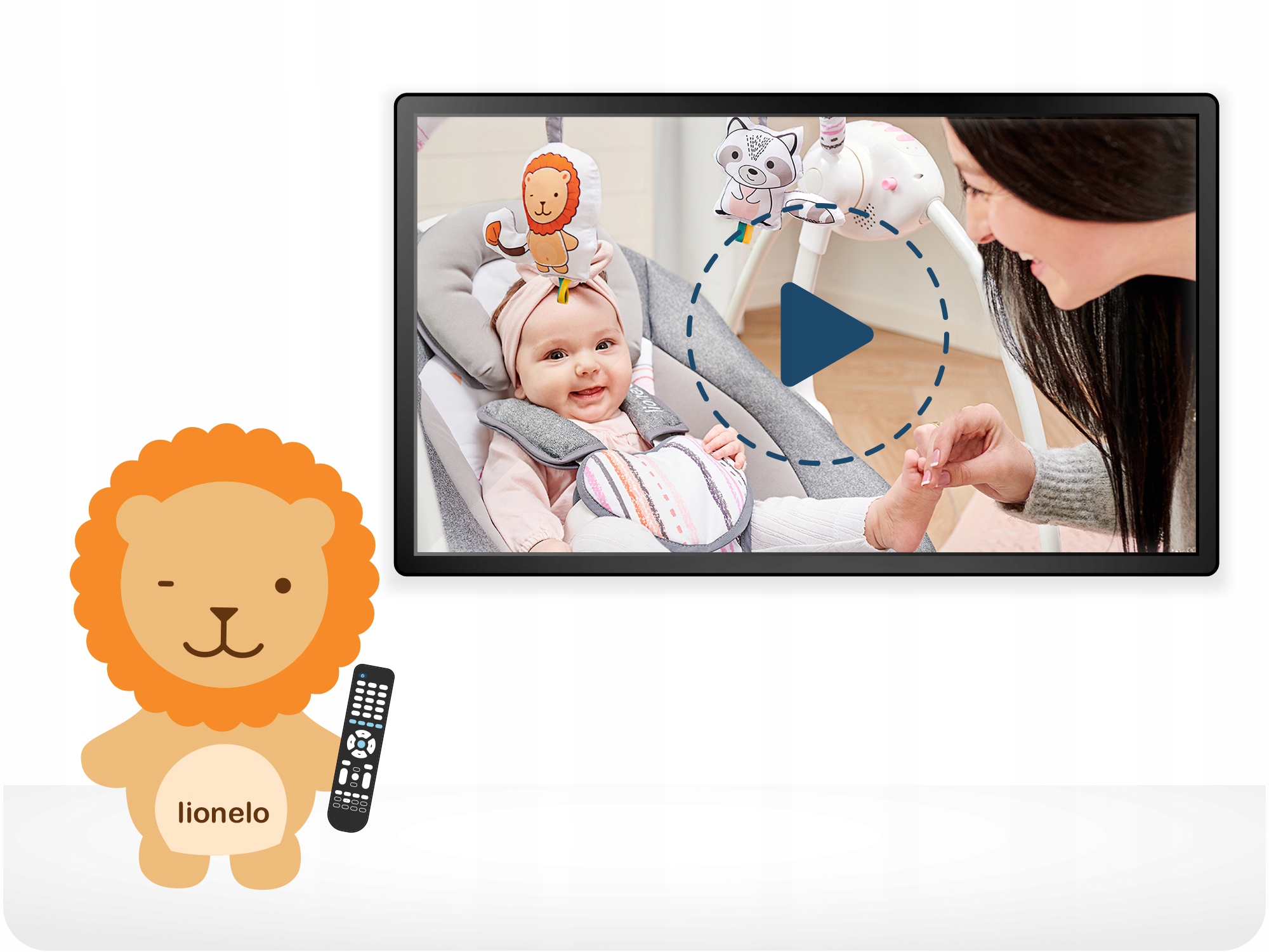 LEŻACZEK BUJACZEK HUŚTAWKA LIONELO RUBEN + MELODIE Wysokość produktu 65 cm