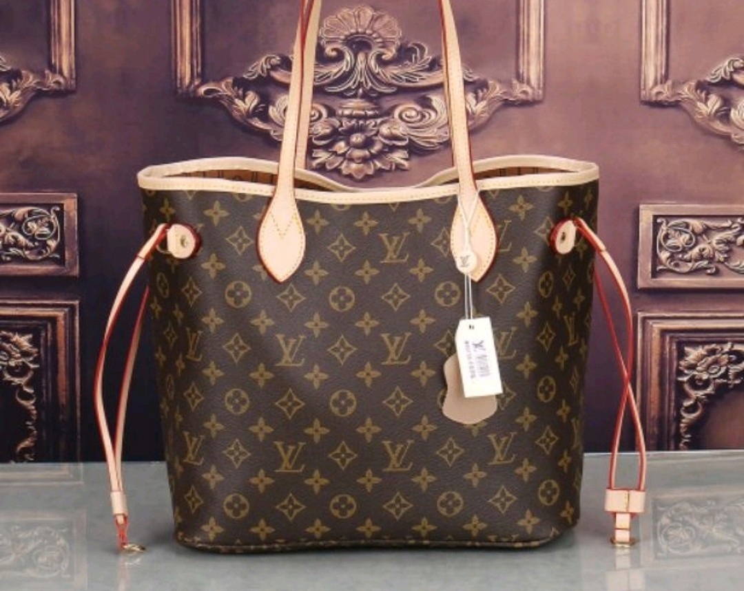 Torebka LV neverfull Louis Vuitton monogram GM brazowa biala