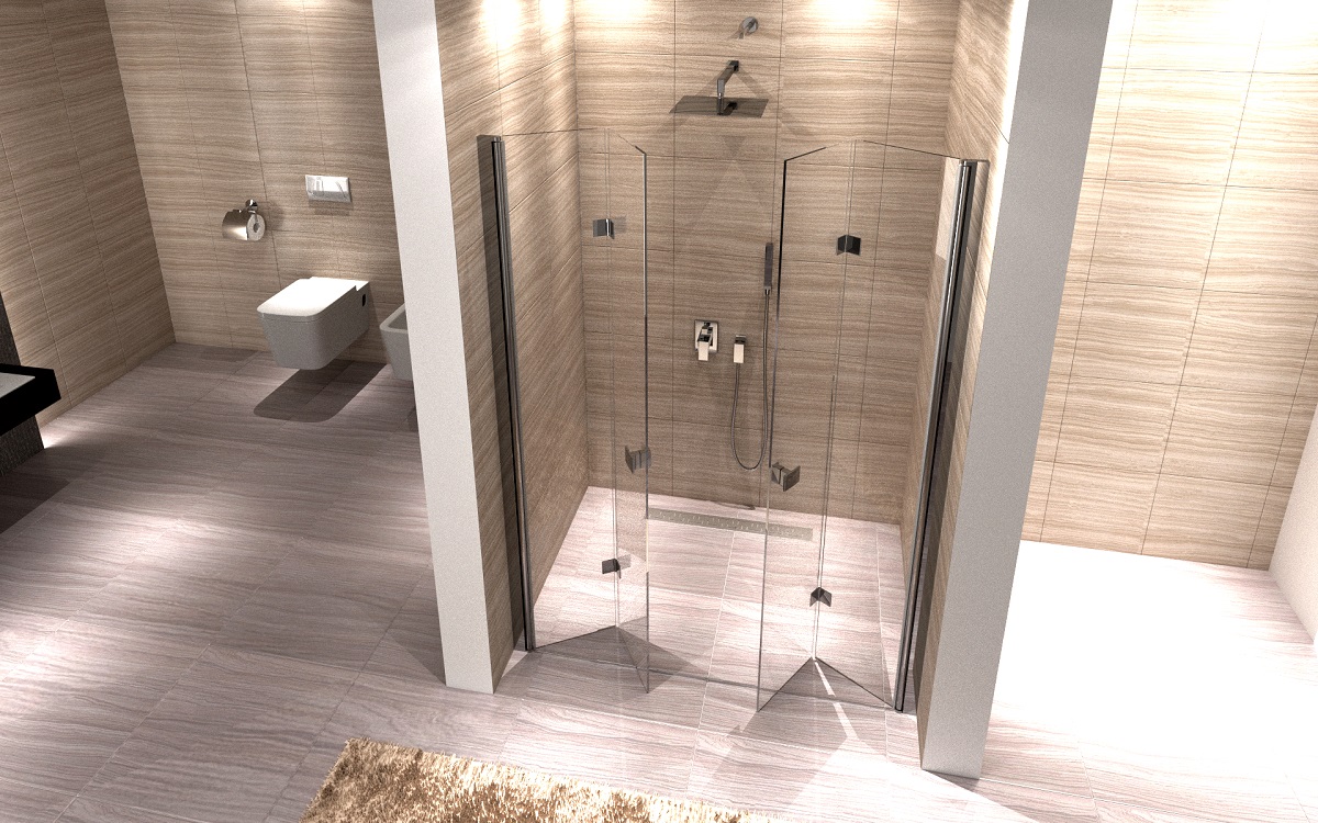 DRZWI PRYSZNICOWE SKŁADANE WNĘKA 160-162 POWŁOKA - 7639923182