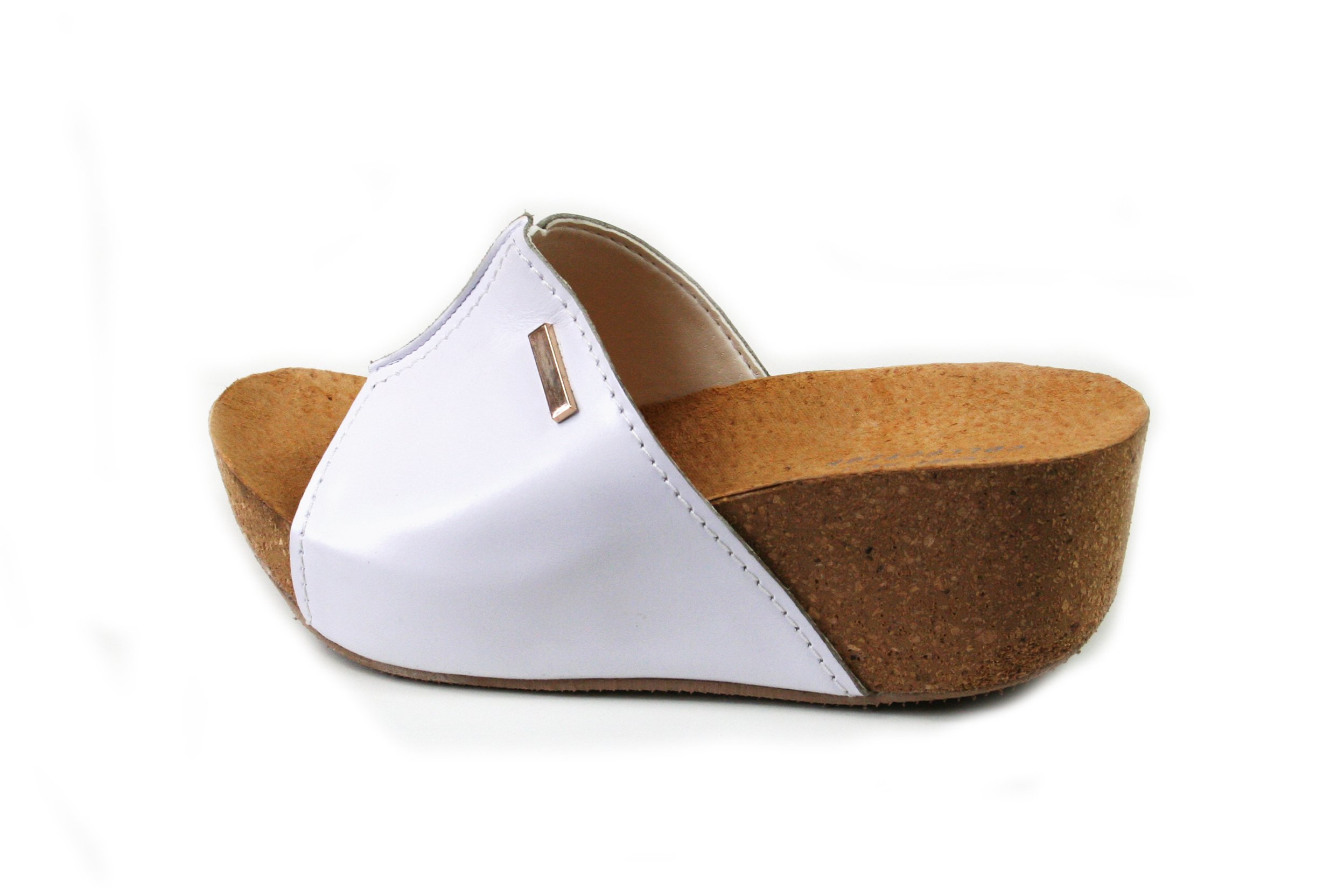 WYGODNE KLAPKI NA KOTURNIE SKÓRA 39 BEŻ CIELISTY - 7307025808