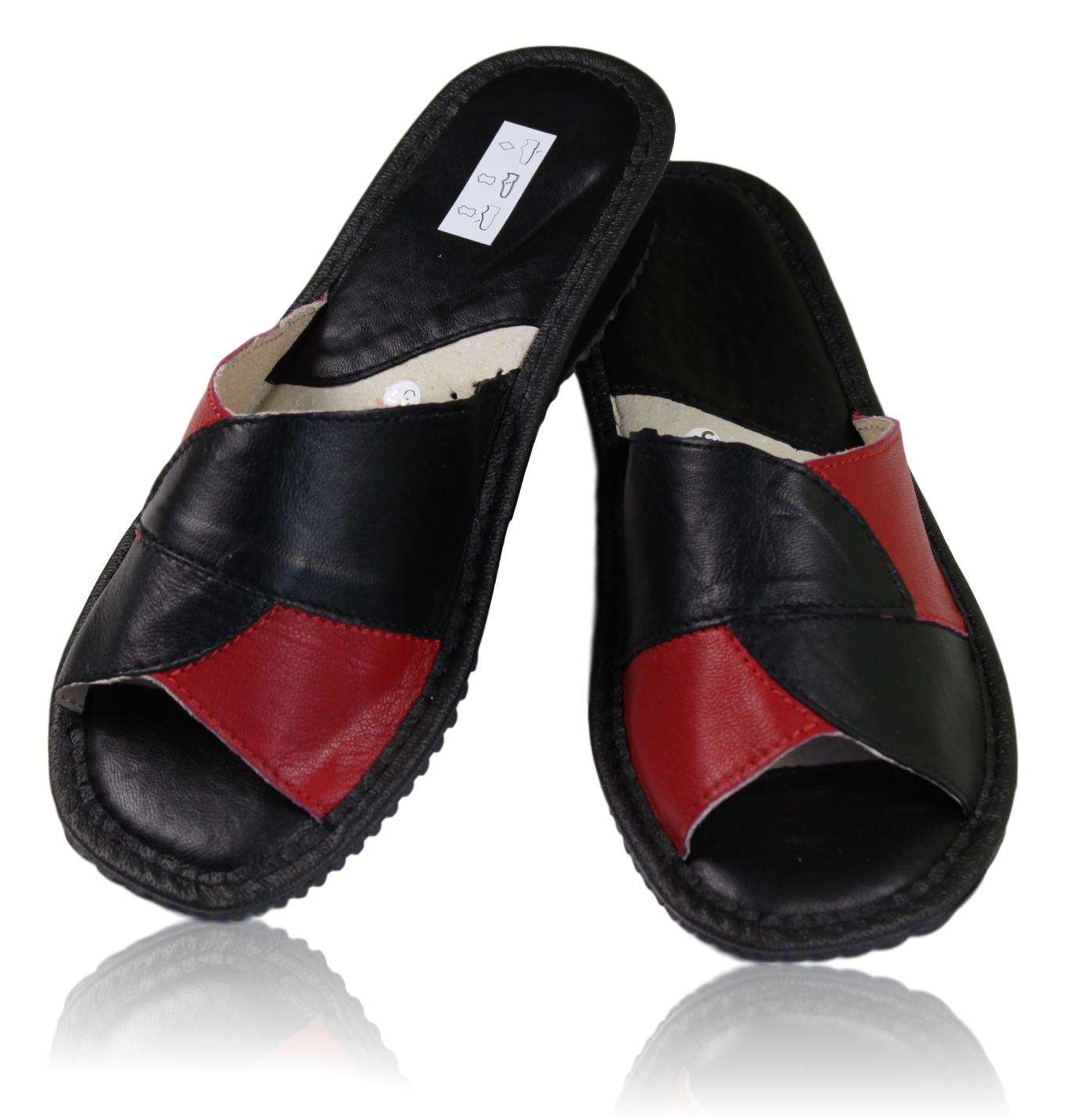 Kapcie na koturnie skórzane klapki 1128 40 cz-cz - 7286591240