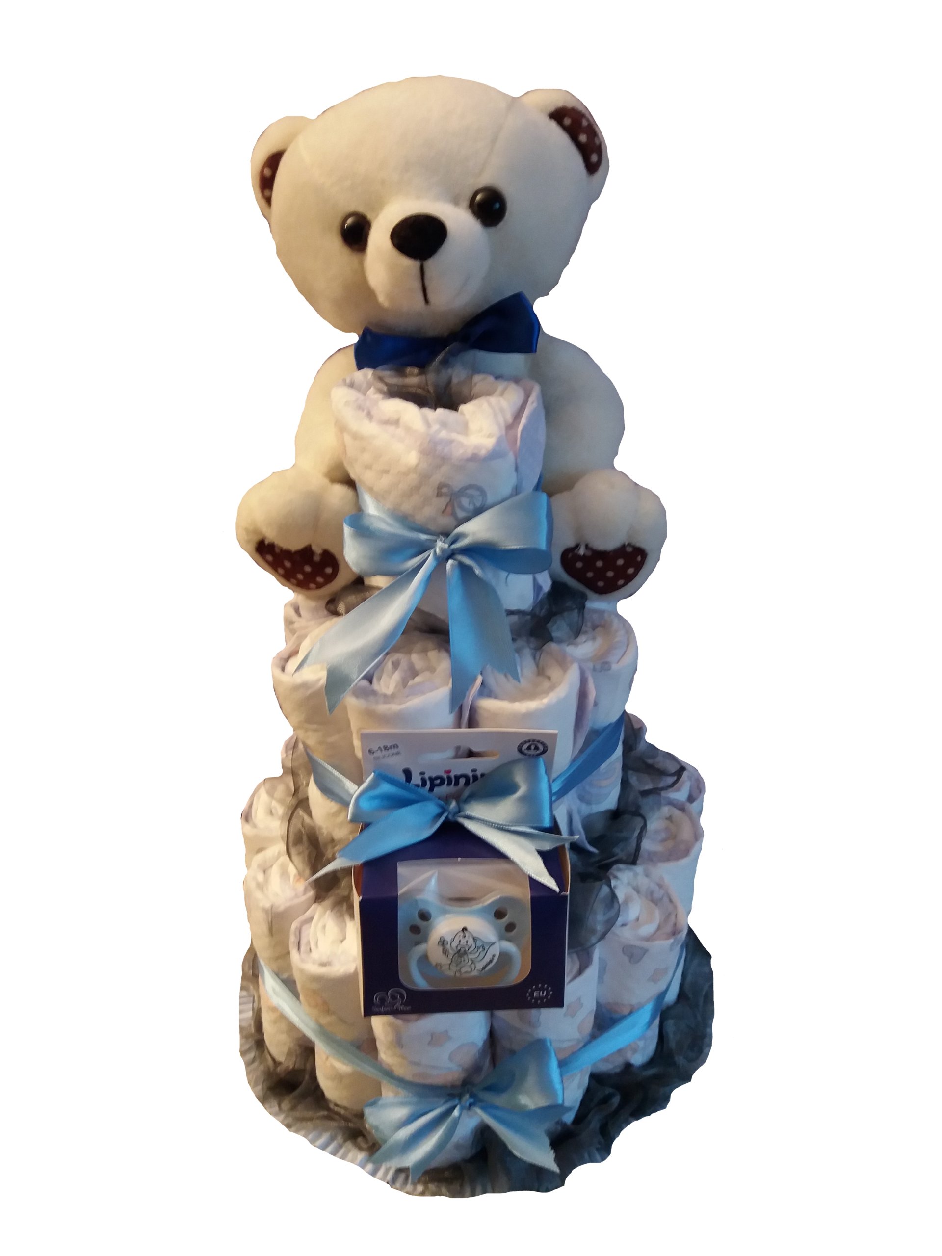 Tort z pampersów prezent upominek chrzciny roczek - 7629688615