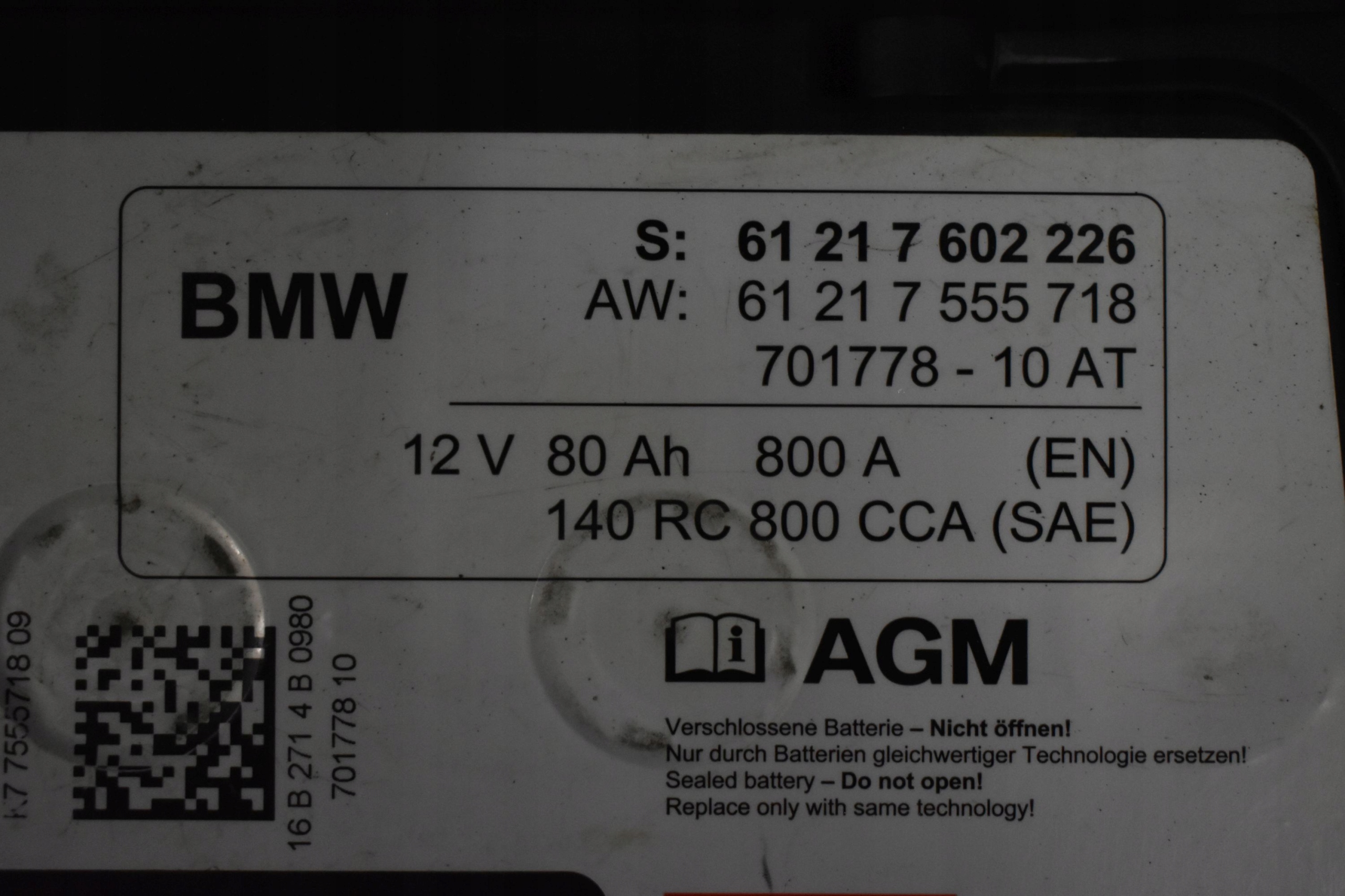 AKUMULATOR AGM 80AH BMW X1 X2 2 F39 F45 F46 F48