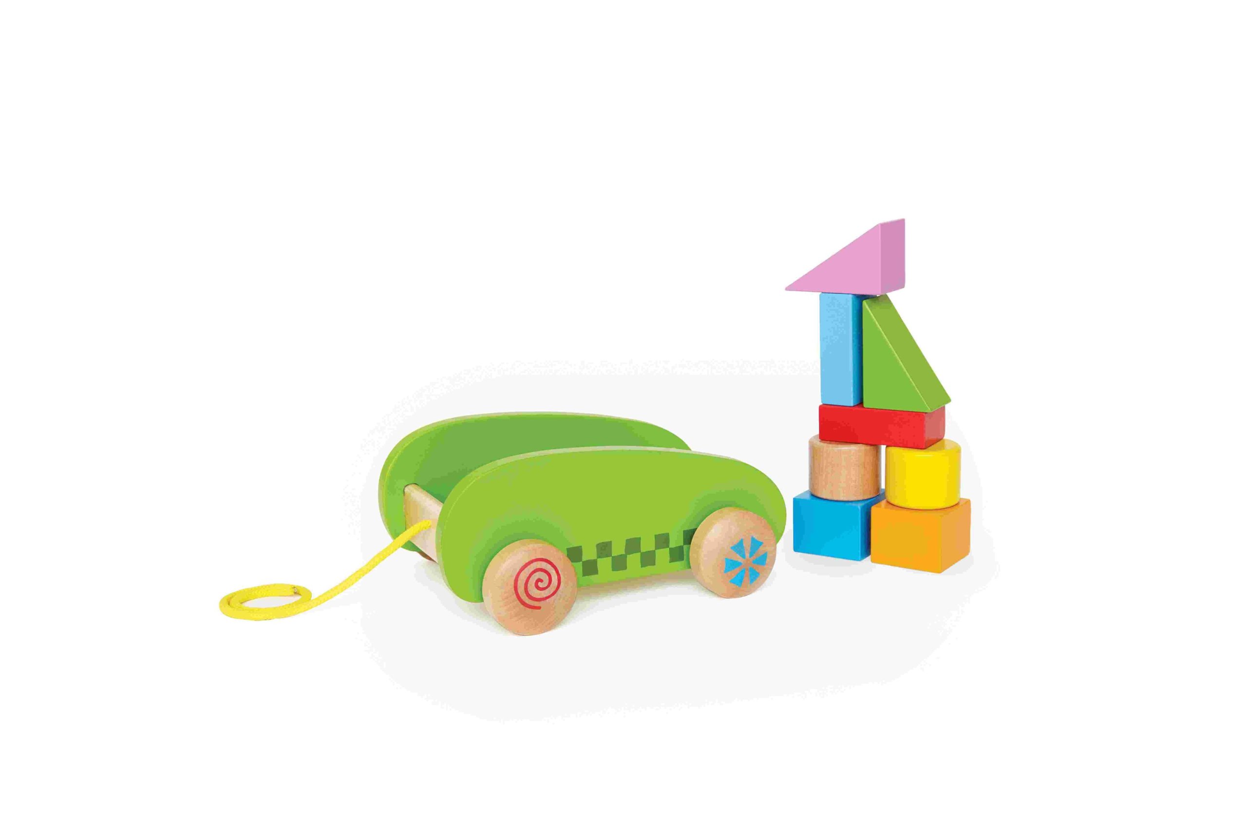 Zabawka Do Ciągnięcia Wózek Klocki Drewno Pchacz 6761704461