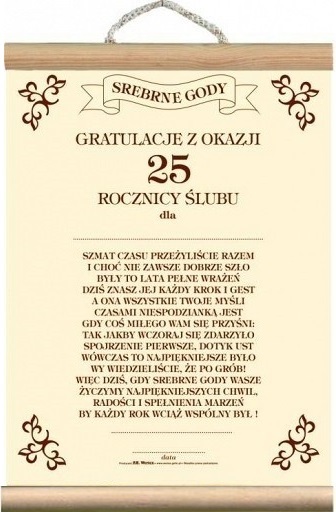 Dyplom lux życzenia na 25 Rocznicę Ślubu Jubileusz - 6777169628 ...