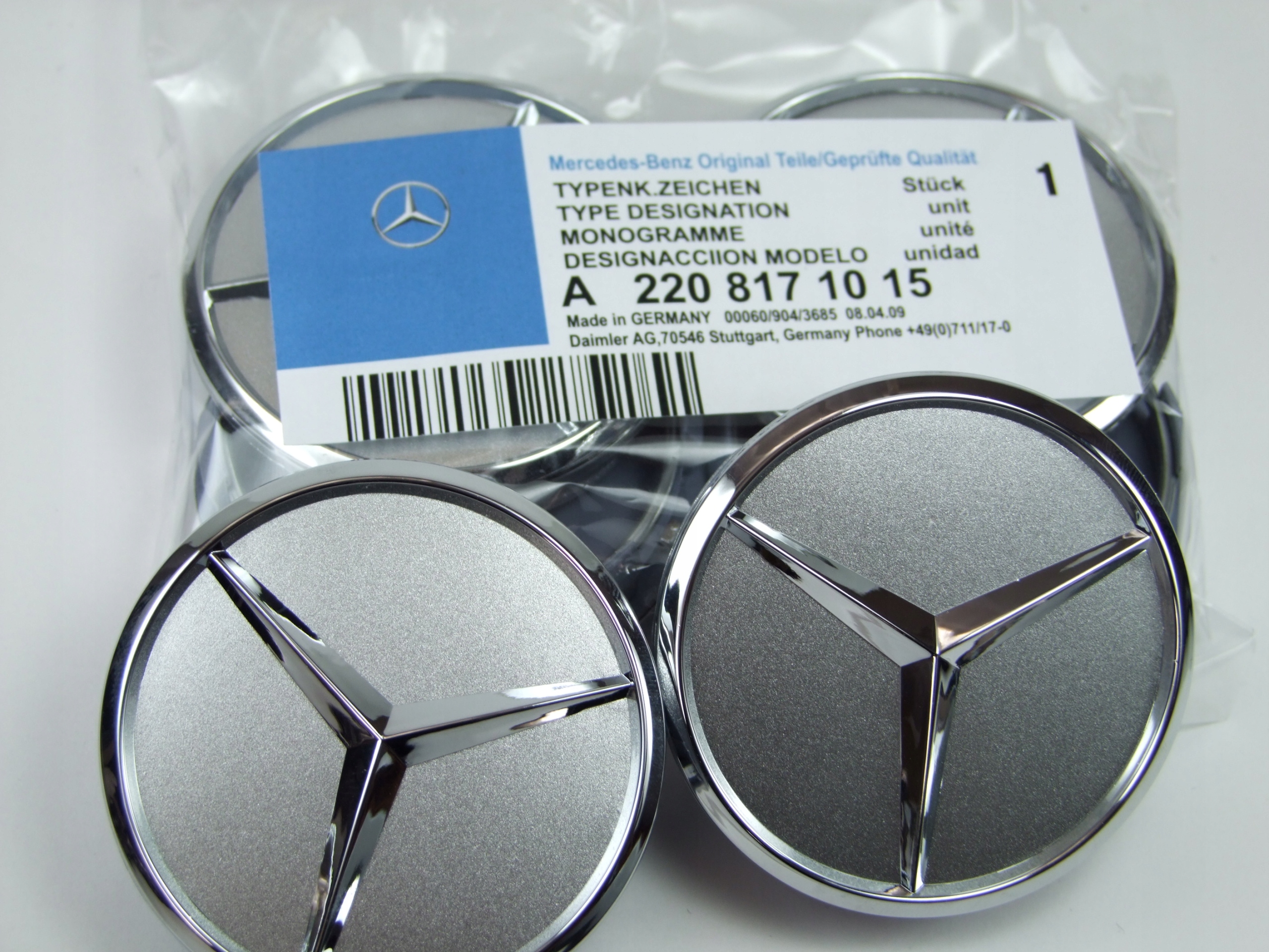 Dekielki mercedes 75mm 4szt emblemat kapsel logo