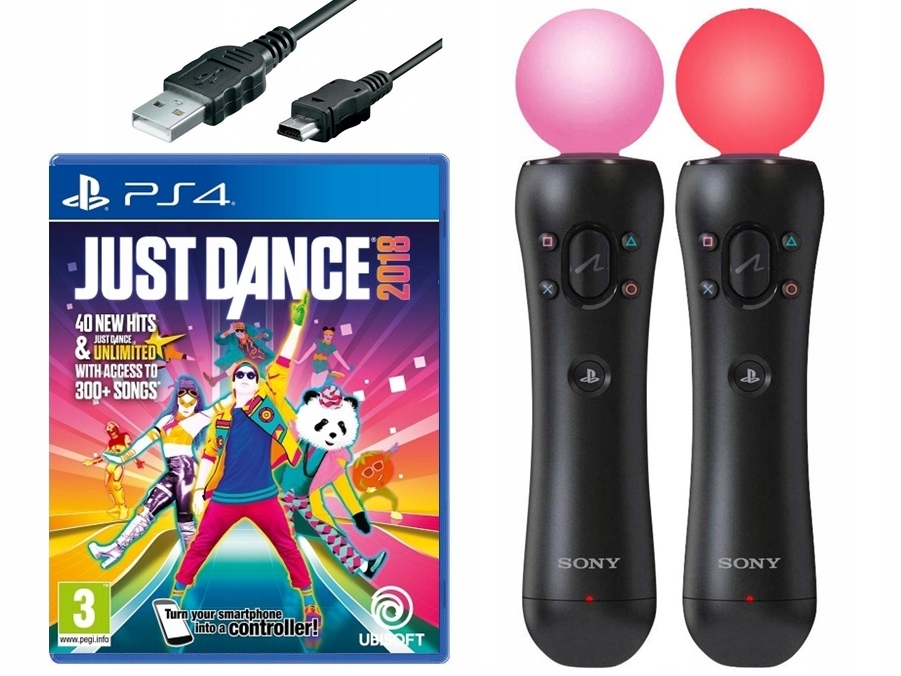 2x KONTROLER RUCHU MOVE PS4 + GRA JUST DANCE 2018 7630586702