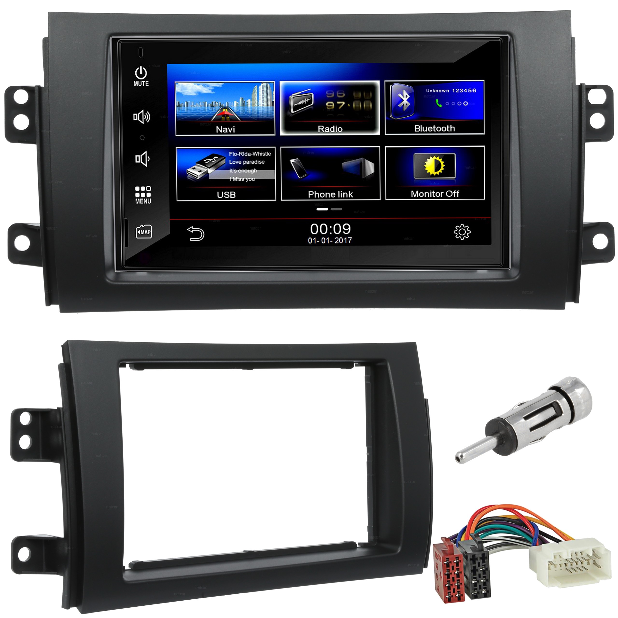 RADIO NAWIGACJA GPS USB BT 2 DIN RAMKA SUZUKI SX4