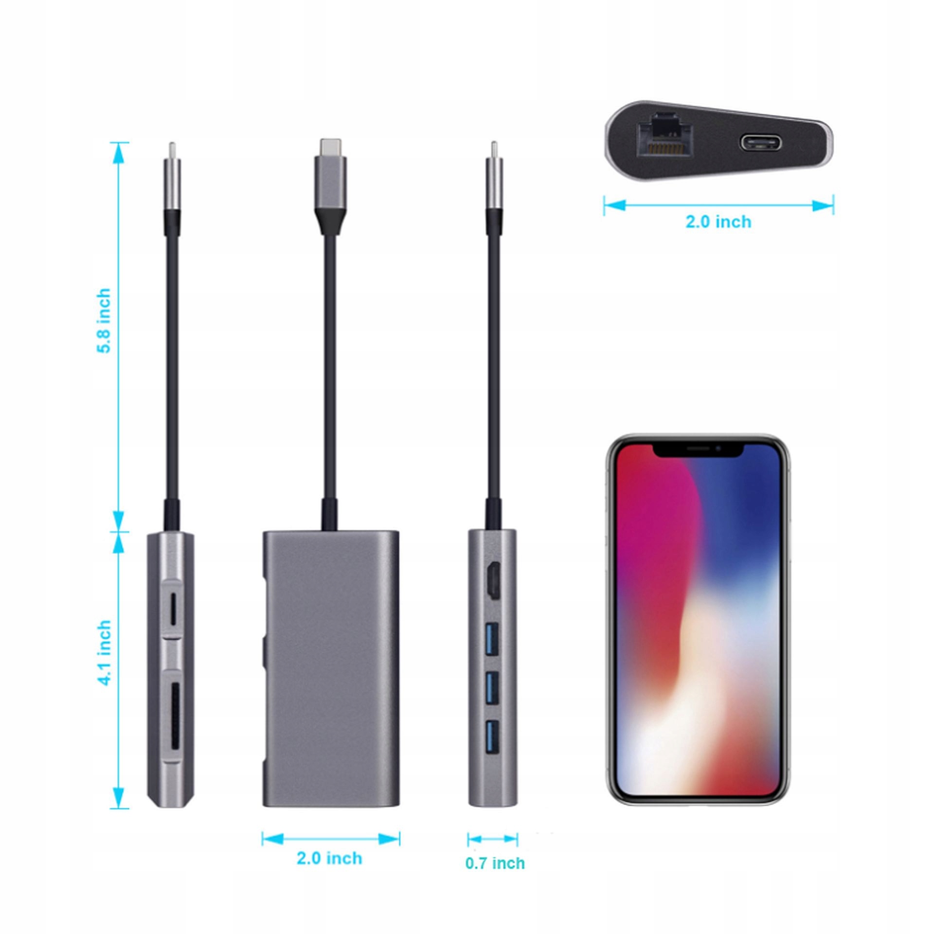 HUB Adapter USBC 8w1 do Microsoft Surface Go HDMI 7780087948