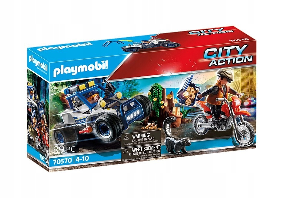 Posterunek policji City Action - kompleksowy zestaw Playmobil z radiowozem,  quadem i helikopterem