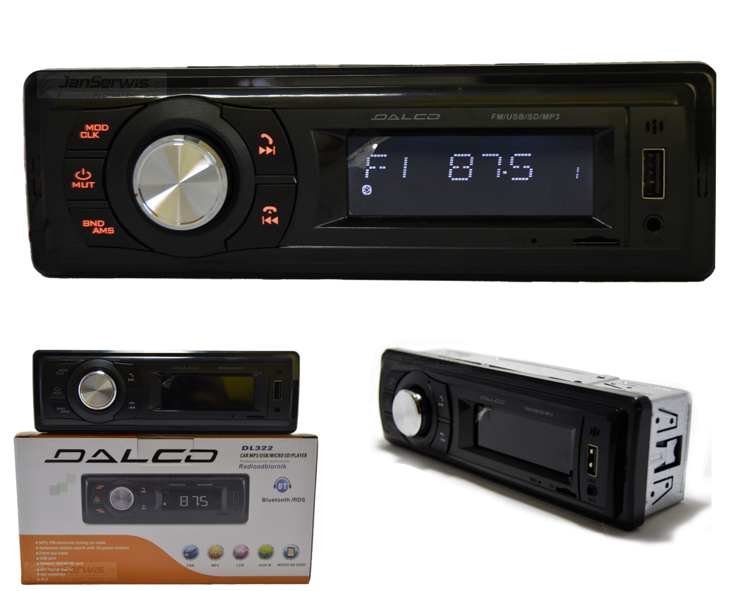 RADIO SAMOCHODOWE DALCO DL 322 MP3 USB BLUETOOTH
