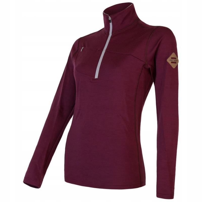 Sensor Mikina Merino Upper Zip dámské portská červená XL