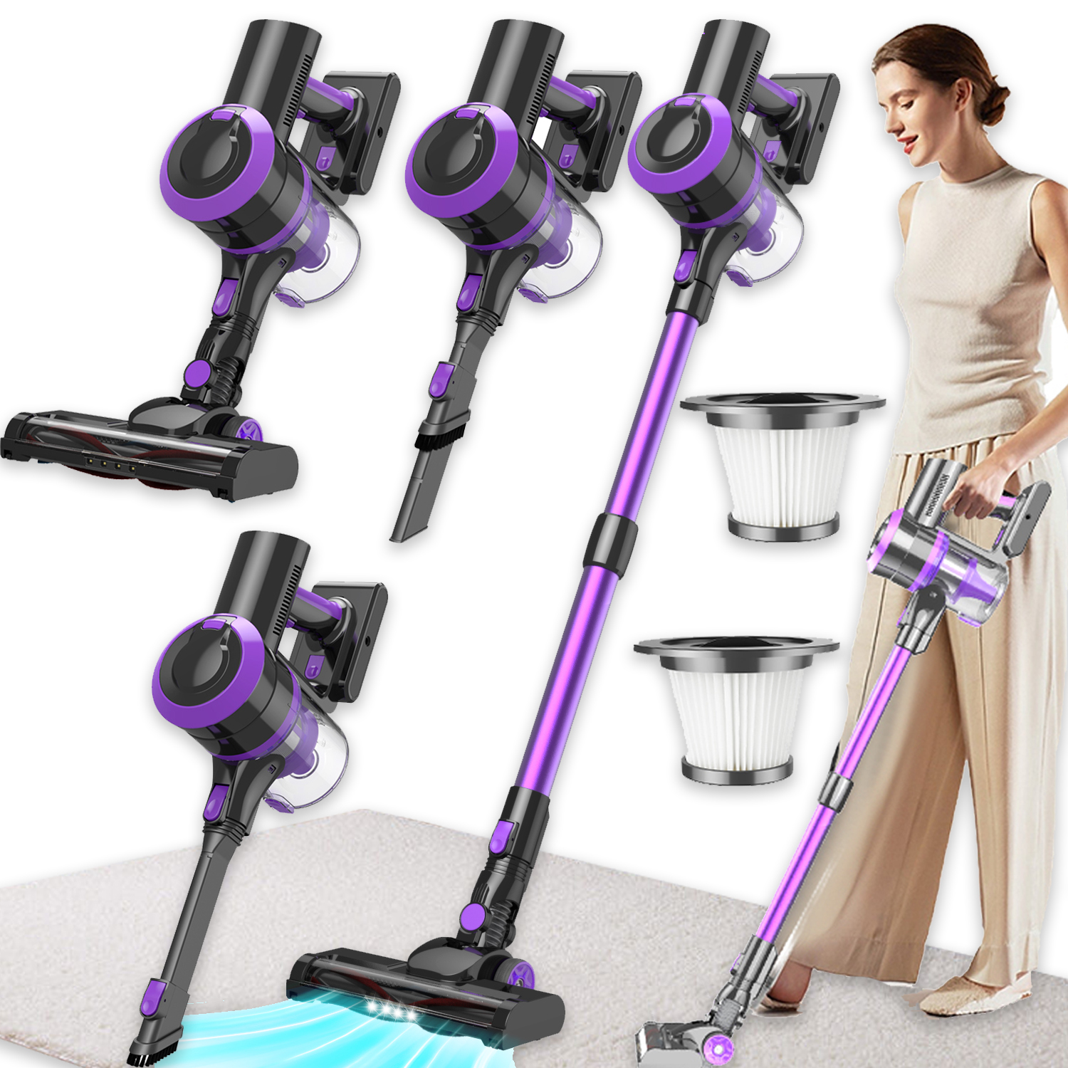 Vysavač 6 V 1 Bezsáčkový Elektrokartáč 400 W