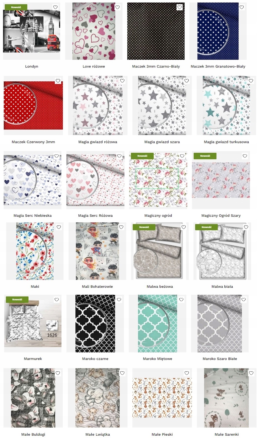 POSZEWKA JASKIEK 100% BAWEŁNA DUŻO WZORÓW 50X120CM Materiał bawełna