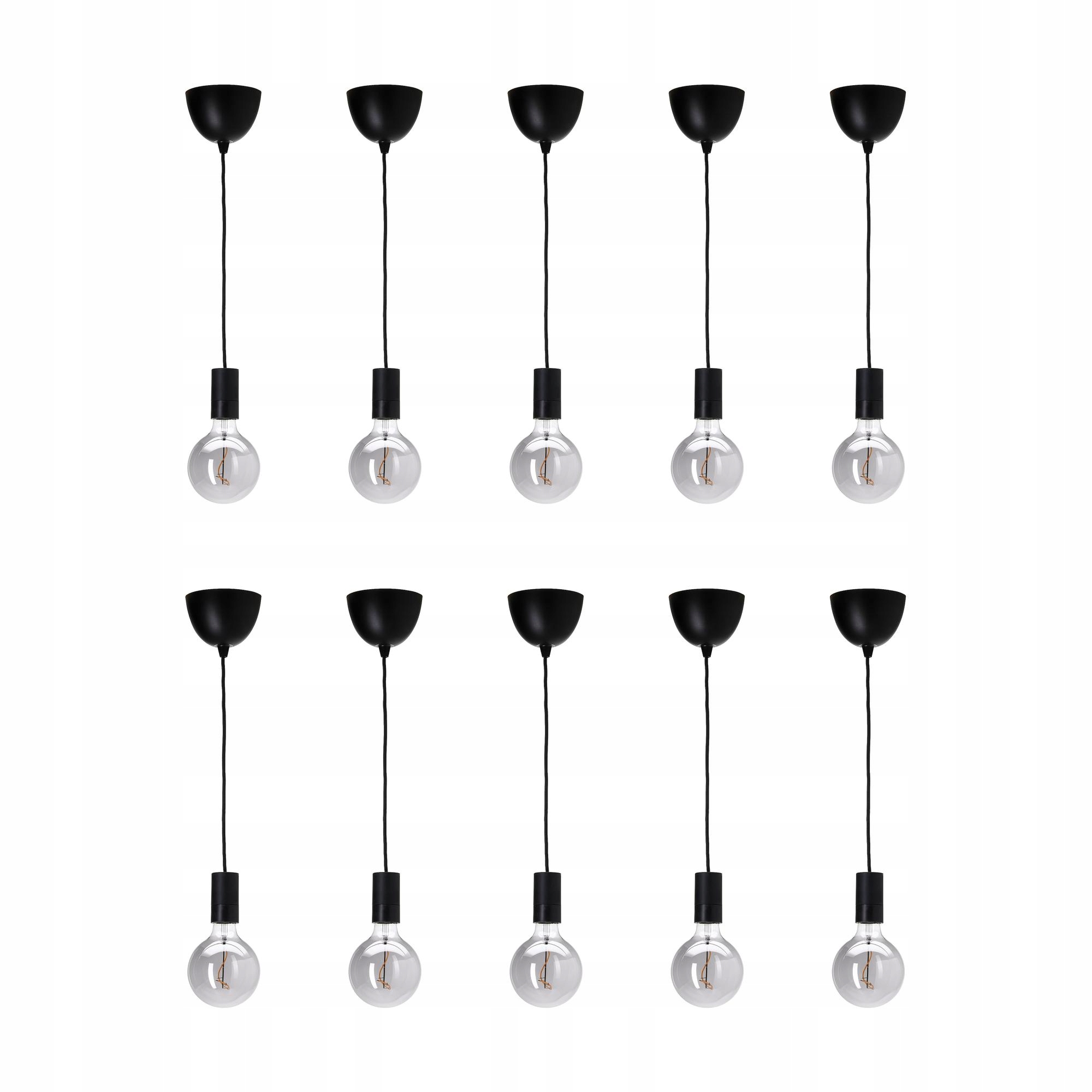 10 szt. Sunneby Molnart Lampa wisząca czarny/kula szare szkło