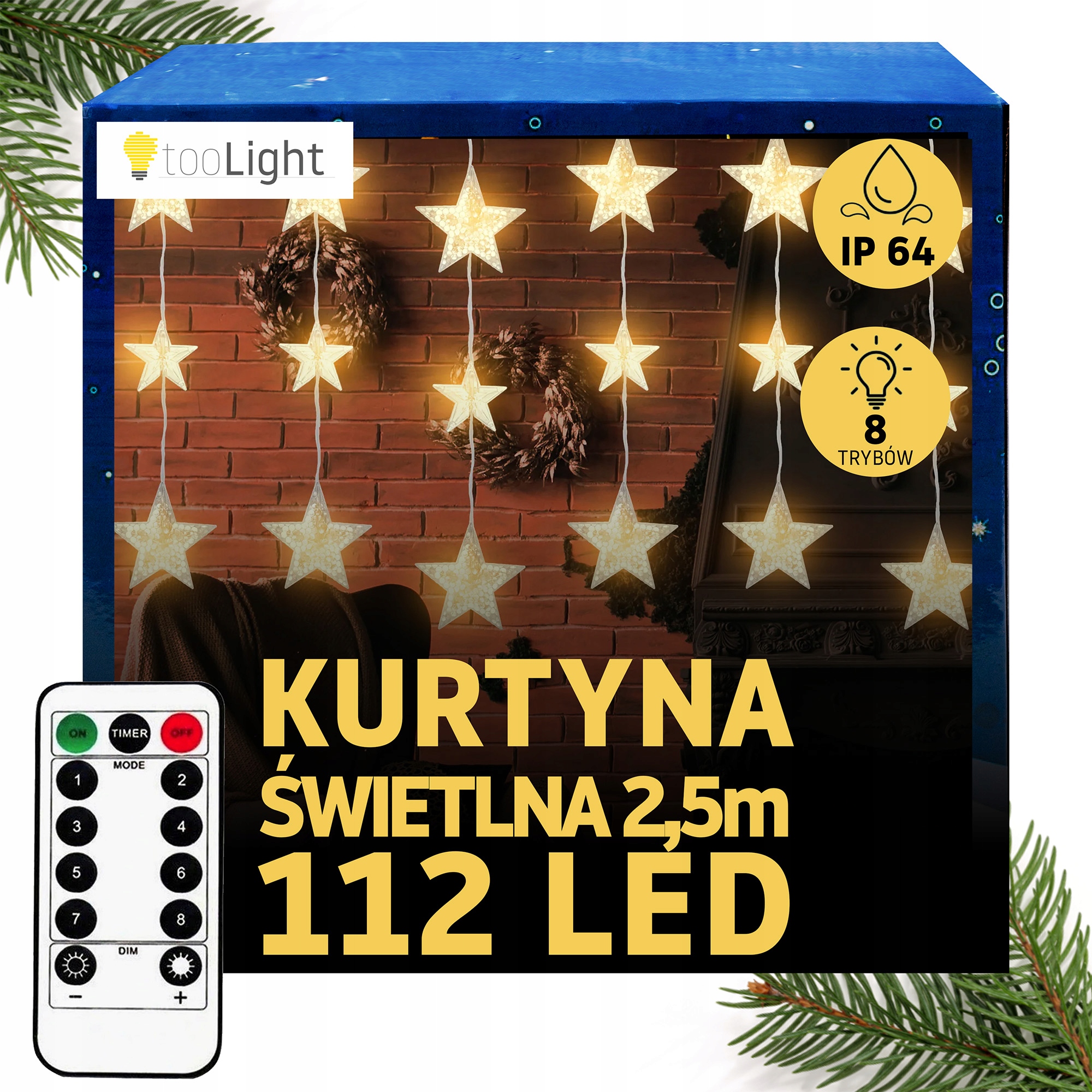 KURTYNA ŚWIETLNA LED GWIAZDKI ŚWIECĄCA GIRLANDA NA OKNO DO POKOJU ŚWIĘTA 3m