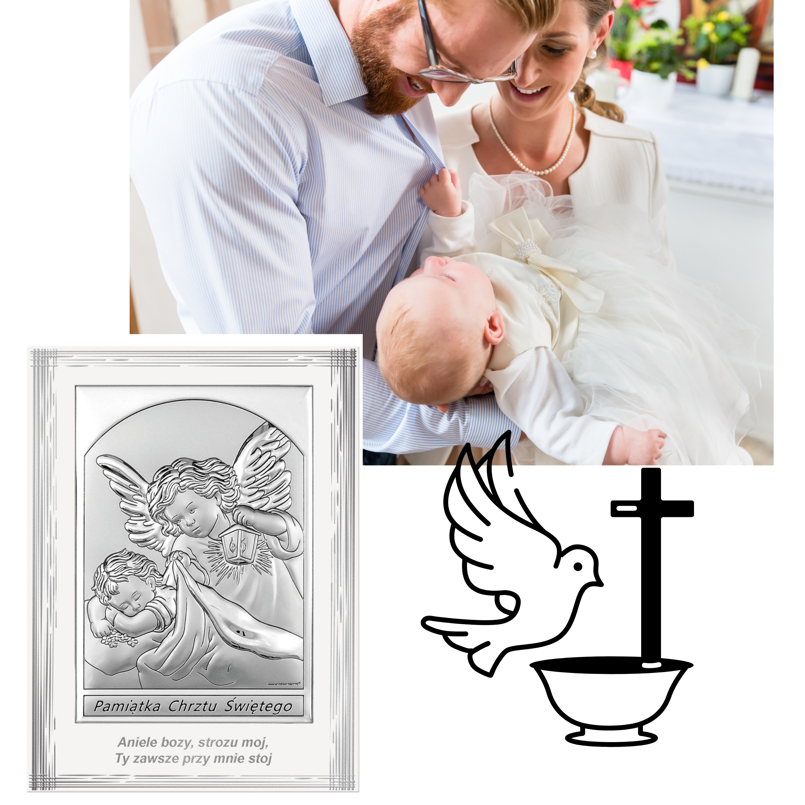 Stříbrný Obrázek Vlastní věnování Bonus! dárek Na Křtiny Suvenýr