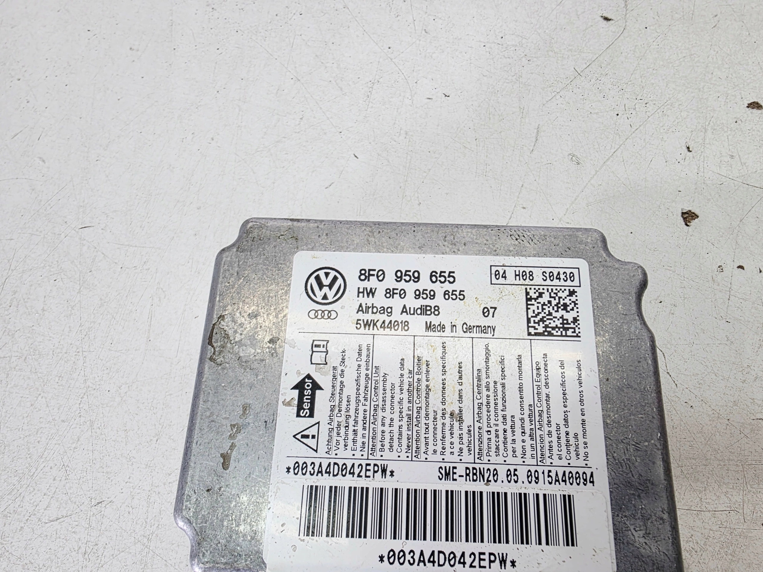modulo SENSOR airbag airbag AUDI A5 8F CABRIO 8F0959655