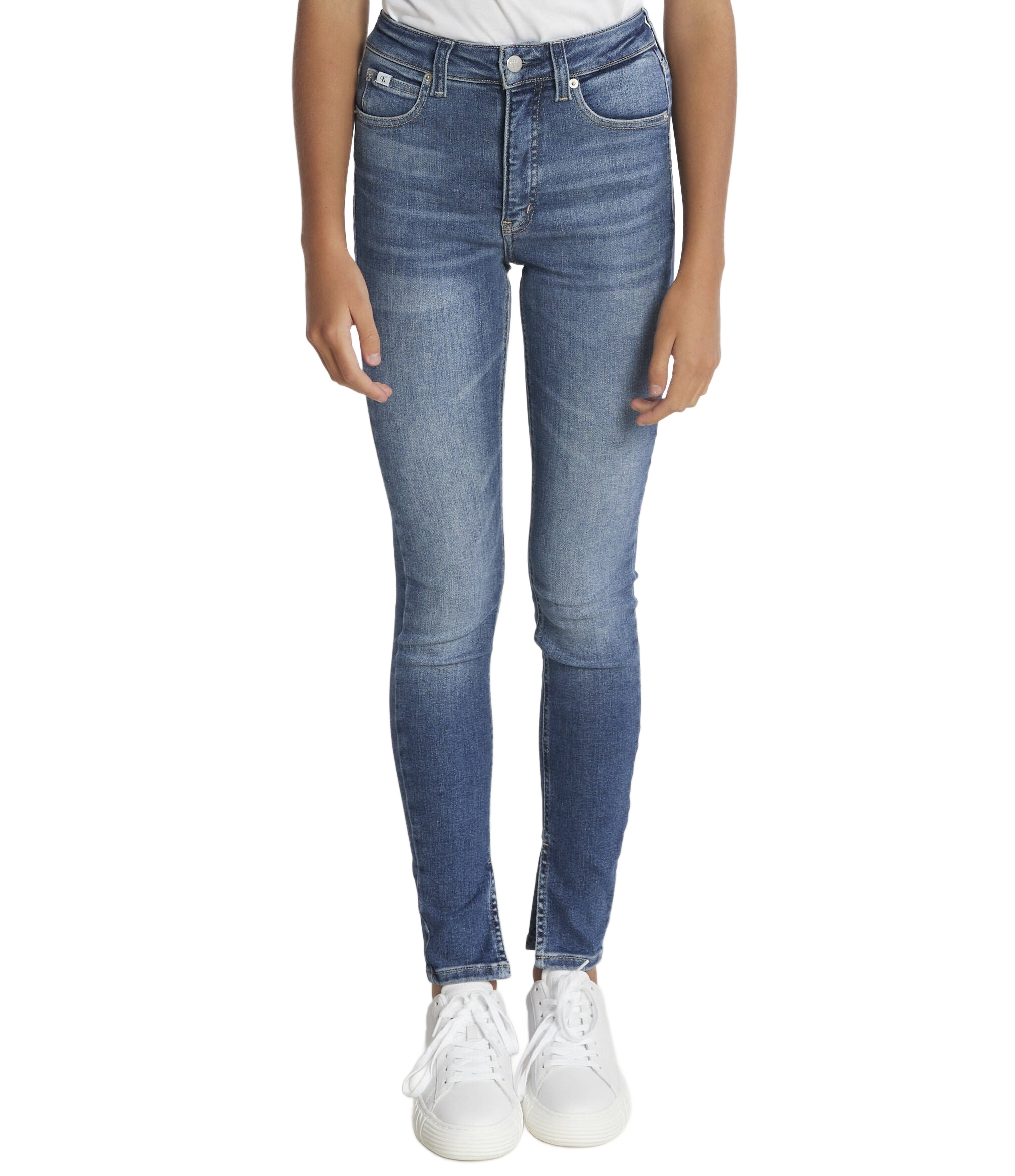 Calvin Klein Jeans Modré Úzké Nohavice S Rozstřihem A Oděrkami 32/32 7AA