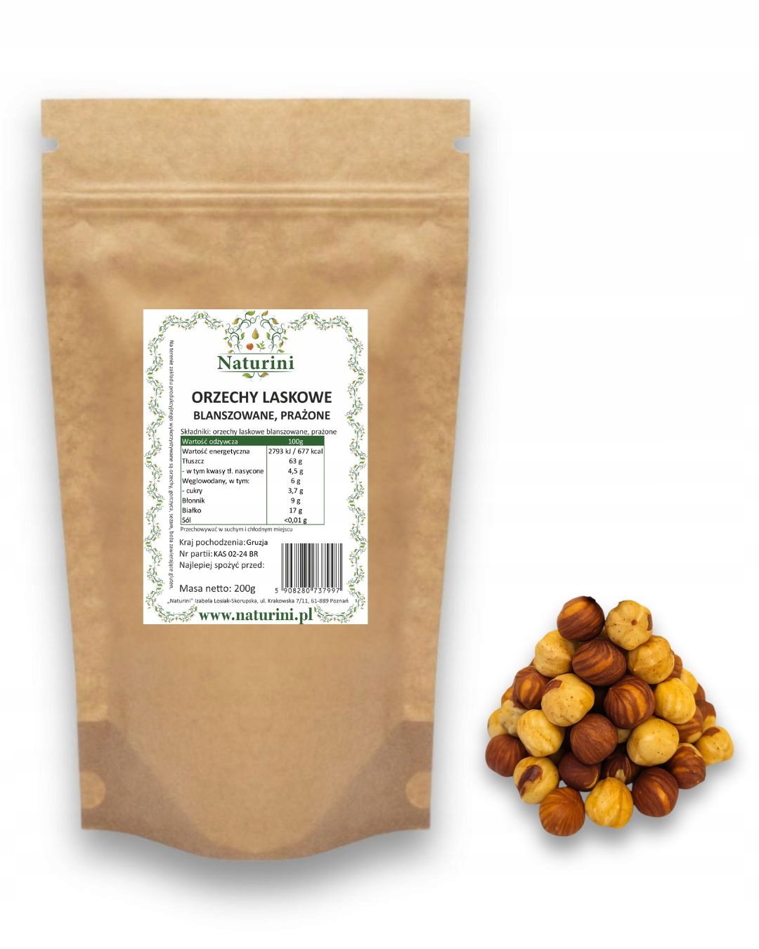 Lískové ořechy blanšírované a pražené, Výborné Na Müsli 1 kg