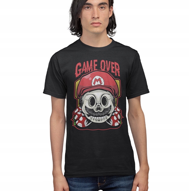KOSZULKA HORROR/ROCK MARIO GAME OVER Wzór dominujący inny wzór