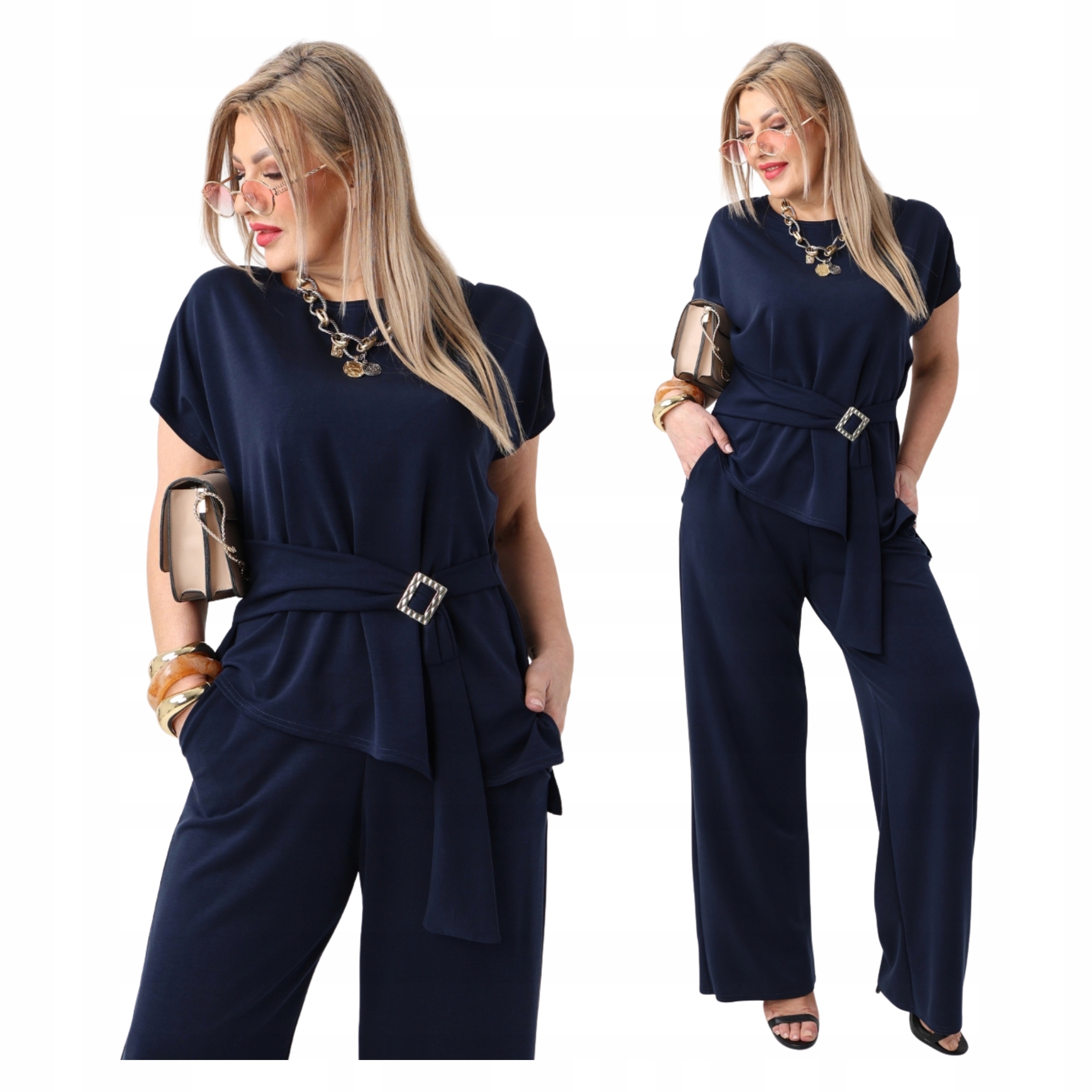 Wizytowy zestaw bluzka i spodnie damskie duże rozmiary Polski Producent