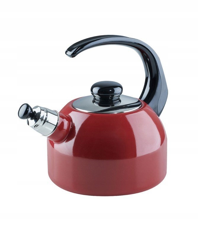 Tradičná Kanvica na plyn a indukciu smaltovaná 2L Riess červená s rukoväťou