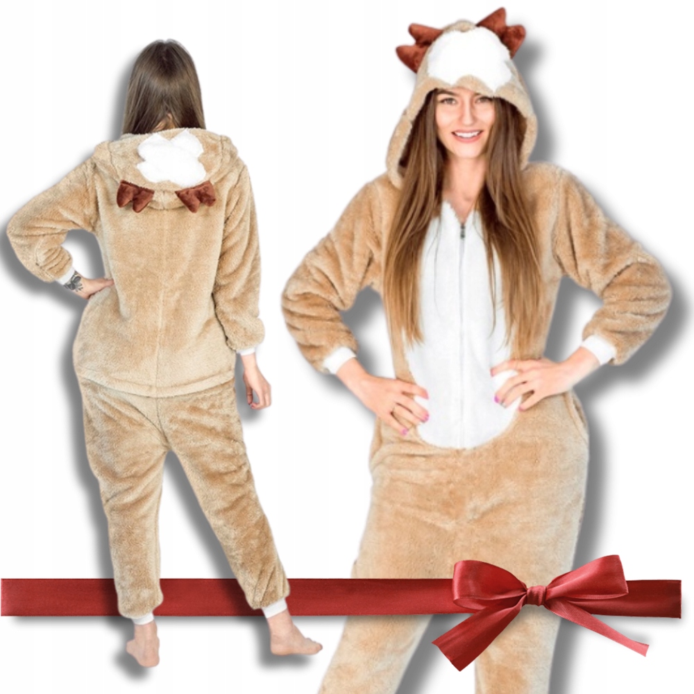 Měkké dámské teplé pyžamo overal Jednodílný kostým Sob M