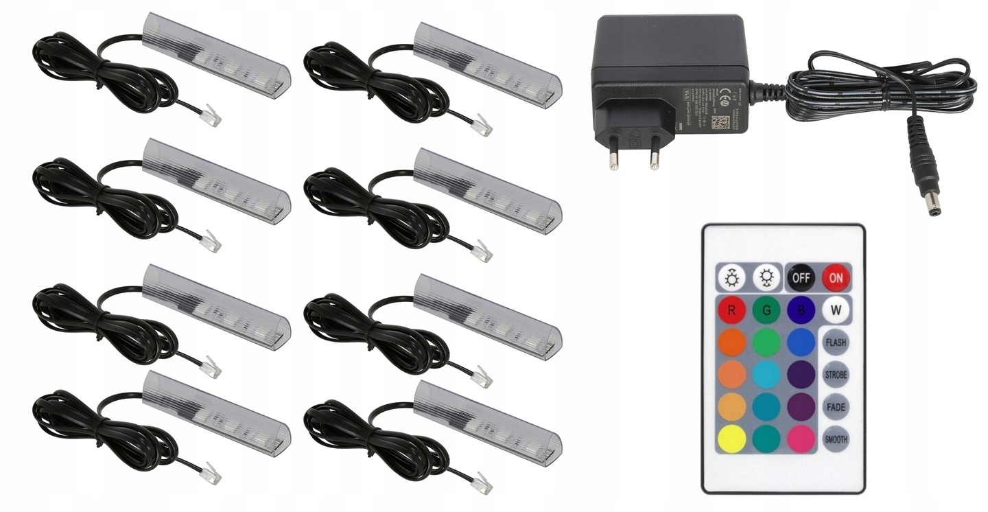 8 x Rgb Led klipy pro polic skla, klip Komplet