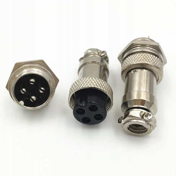 Złącze przemysłowe zakręcane GX12 4-PIN - wtyk z gniazdem Symbol 15299