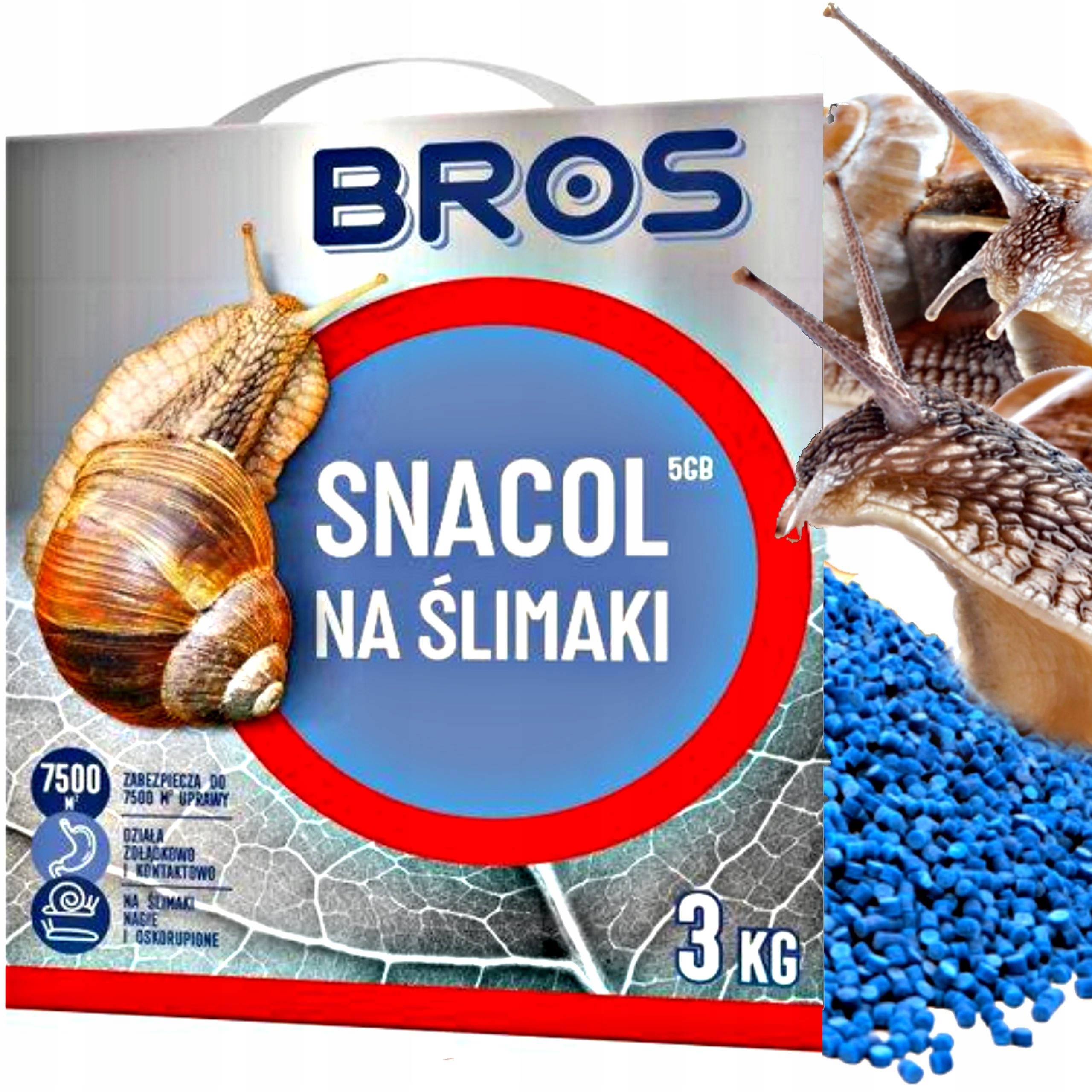 Bros Snacol Granulat Trutka Na Ślimaki 5GB 3kg zabezpiecza 7500m2 uprawy