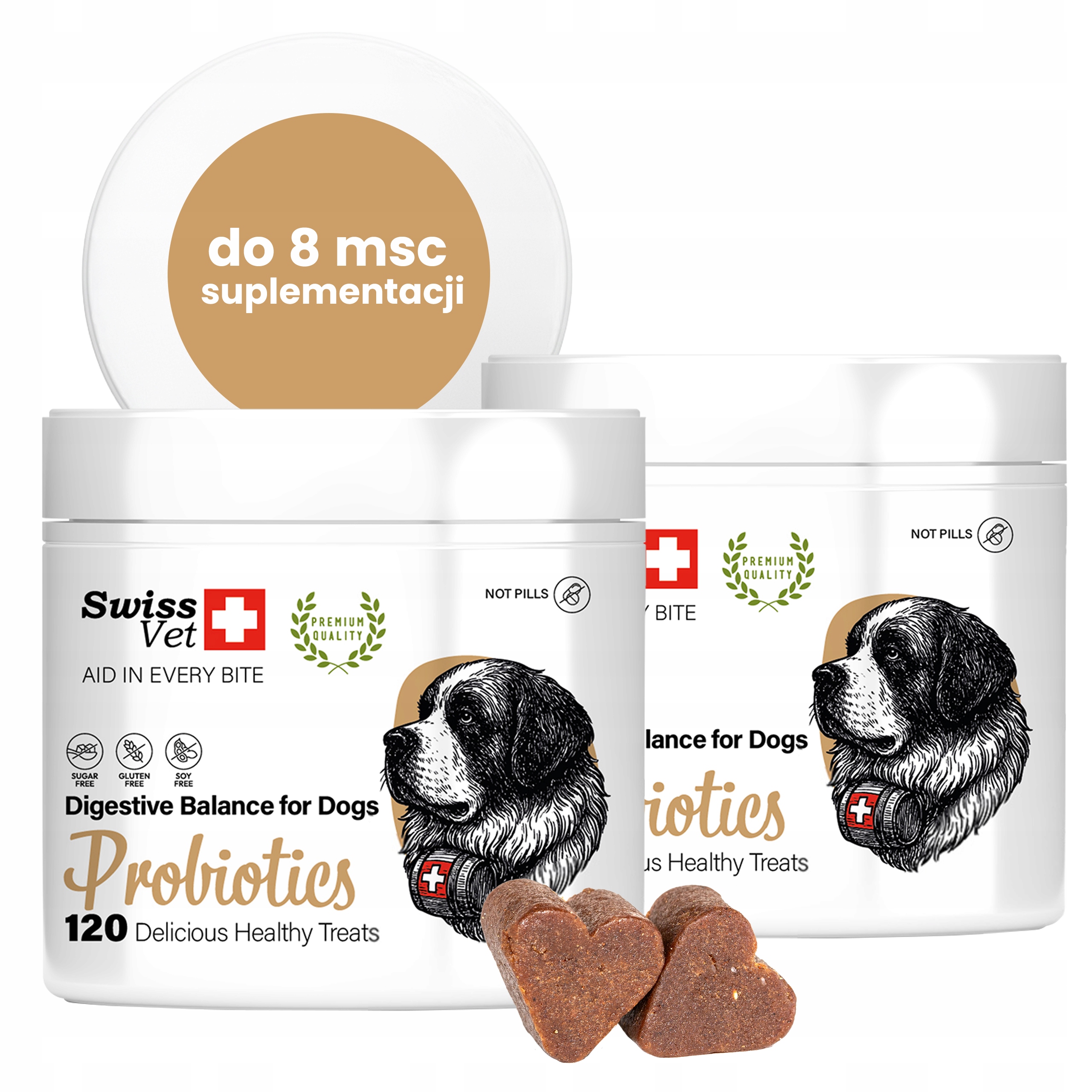 SwissVet-doplněk pro psa, podpora střev, imunita, energie, 2x120 ks