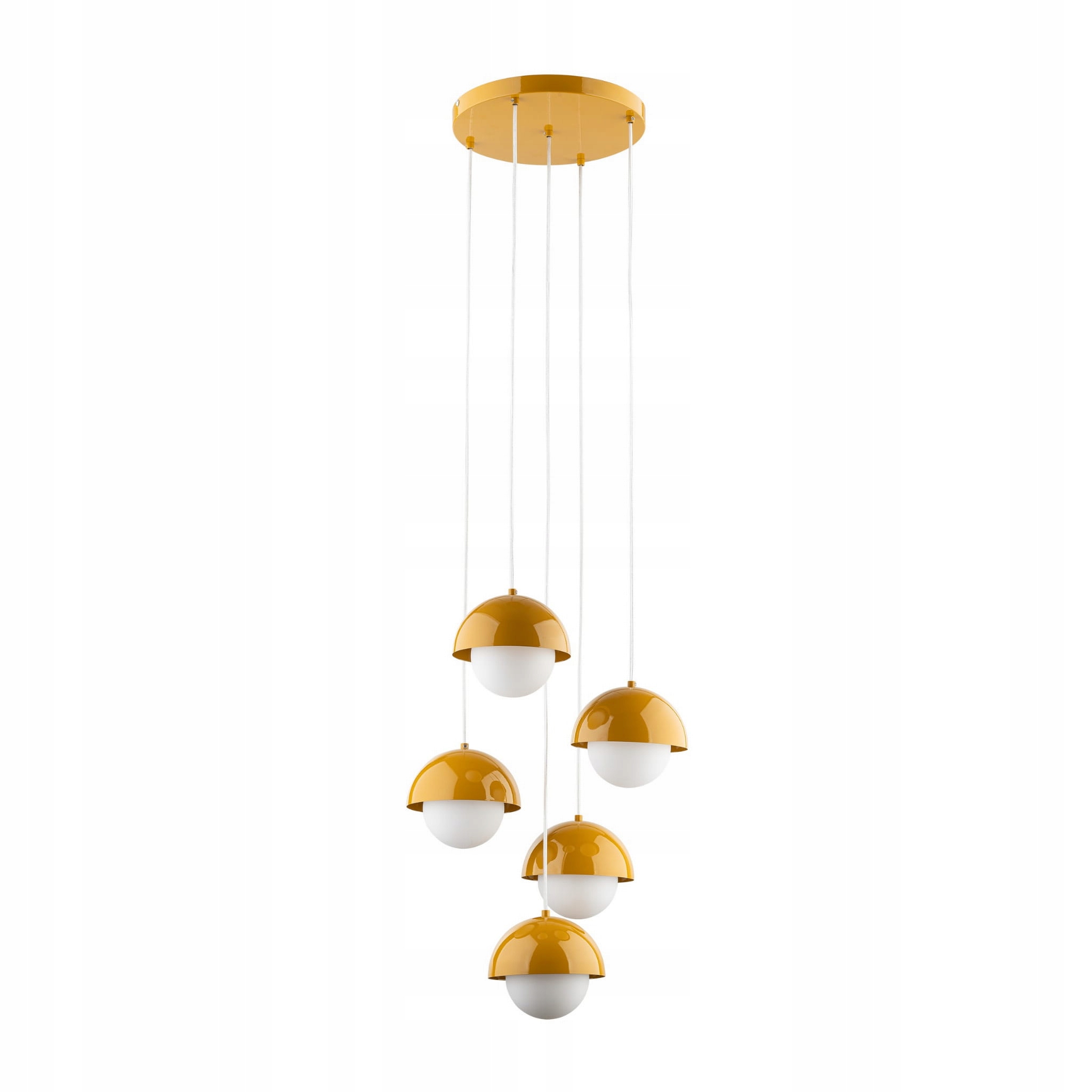 Lampa wisząca z 5 kloszami, kolor biały/ochra, nad stół 5*G9 Tk Lighting