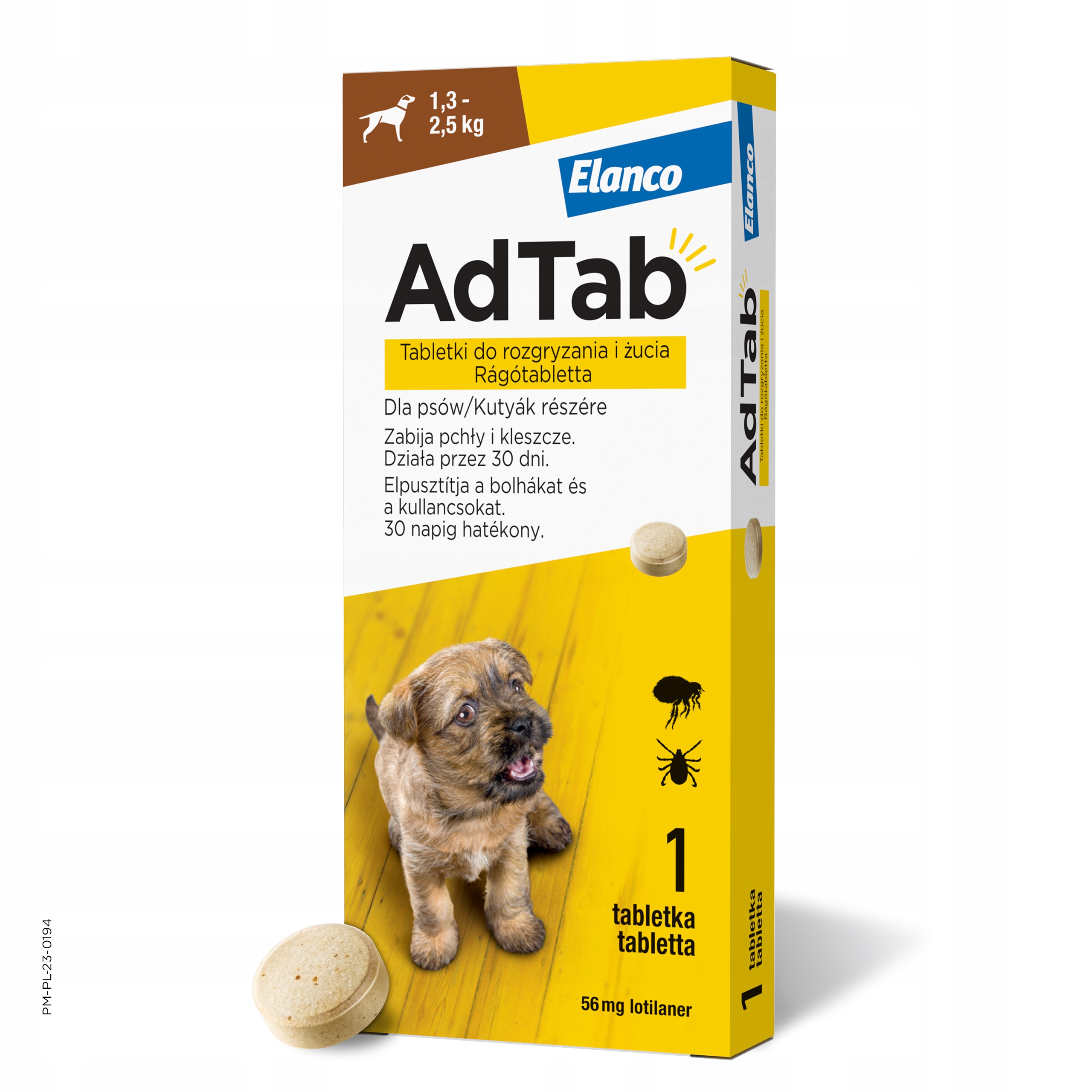 ADTAB Tabletka dla psa 1,3-2,5kg na pasożyty 56mg