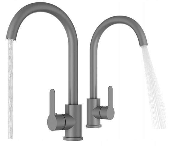 Kuchynská Batéria Zaoblená Výtoková Nádrž Pre Umývadlo Prestige Plus Sivý Kohútik