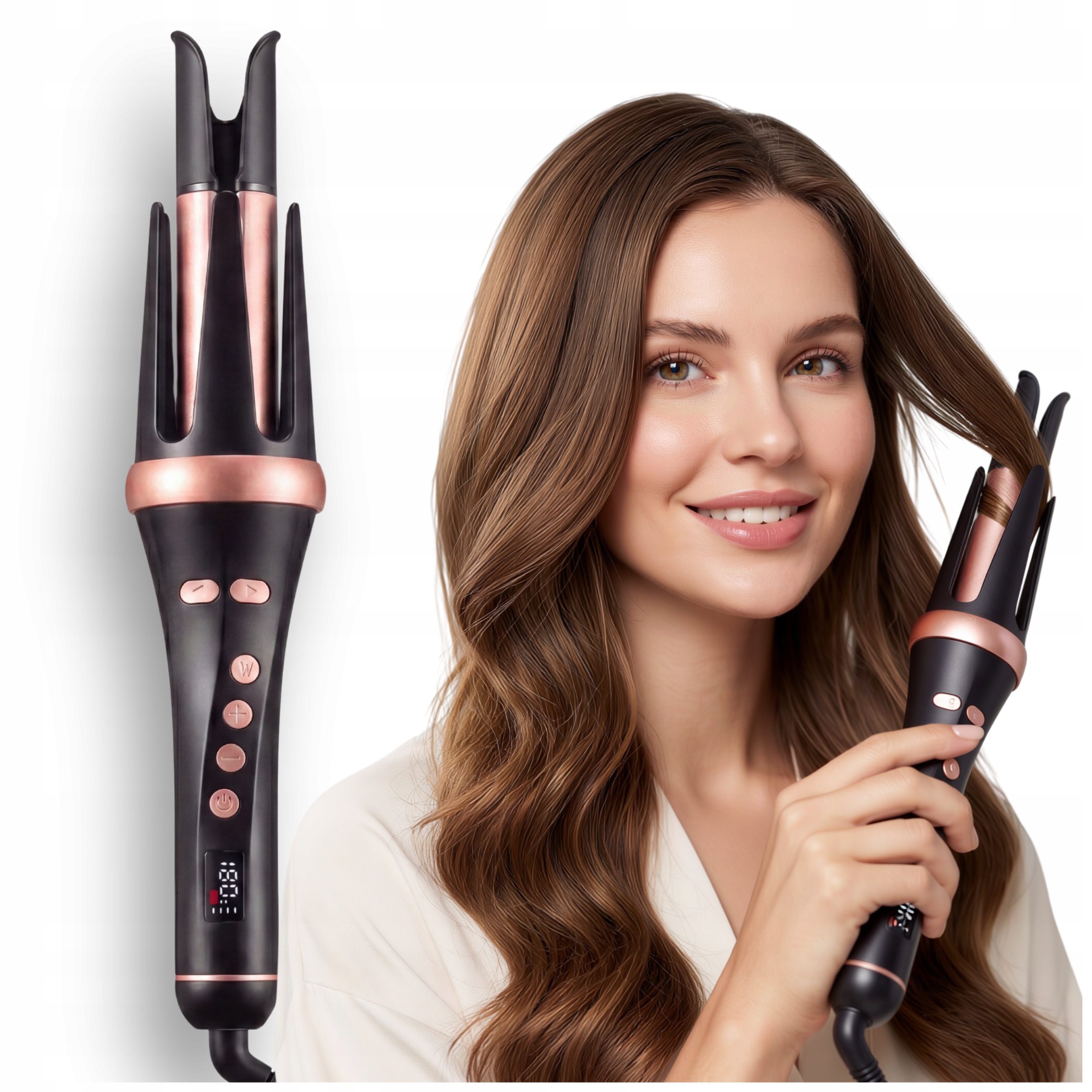 Automatická keramická kulma Riborn Beauty s ionizací LCD 45 W