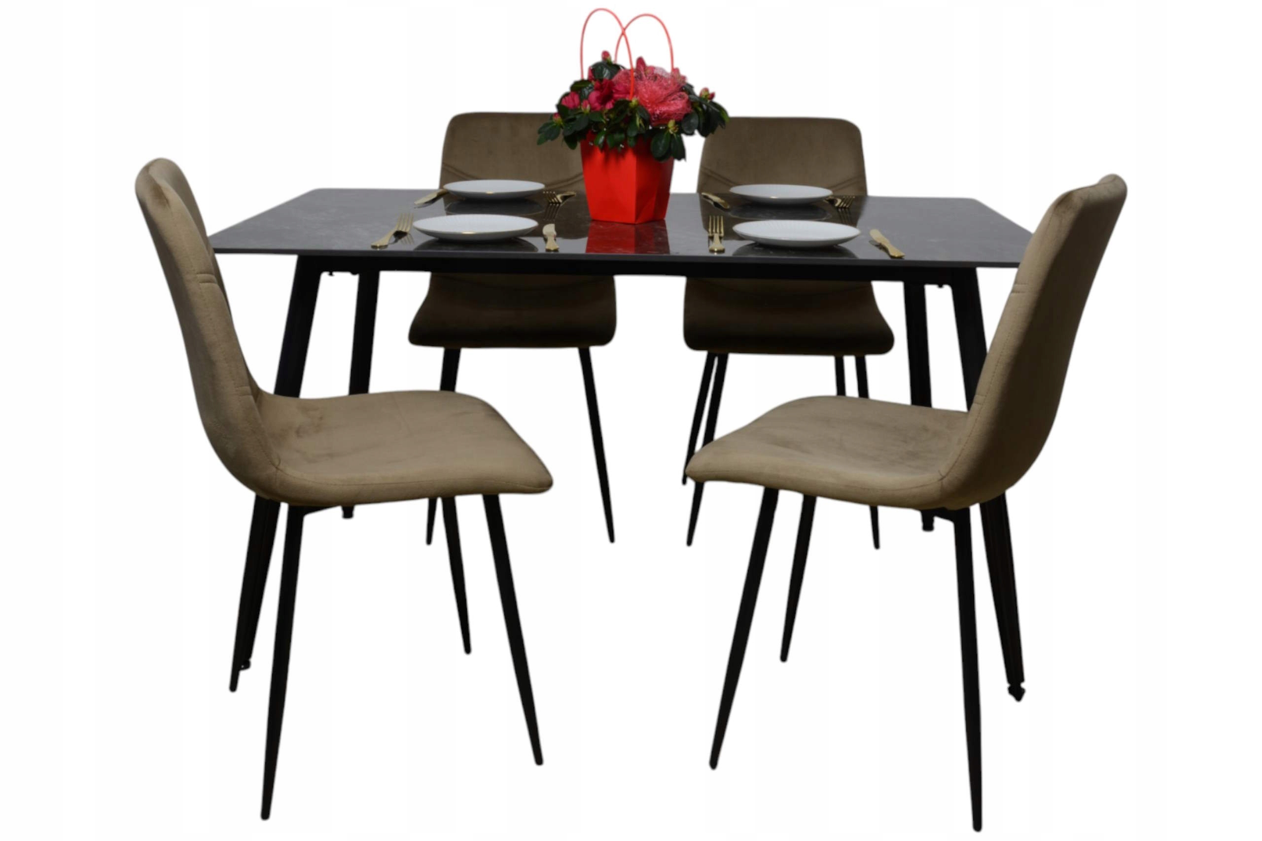 Komplet stół prostokątny 140 x 80 cm krzesła 4 sztuk Dankor Design