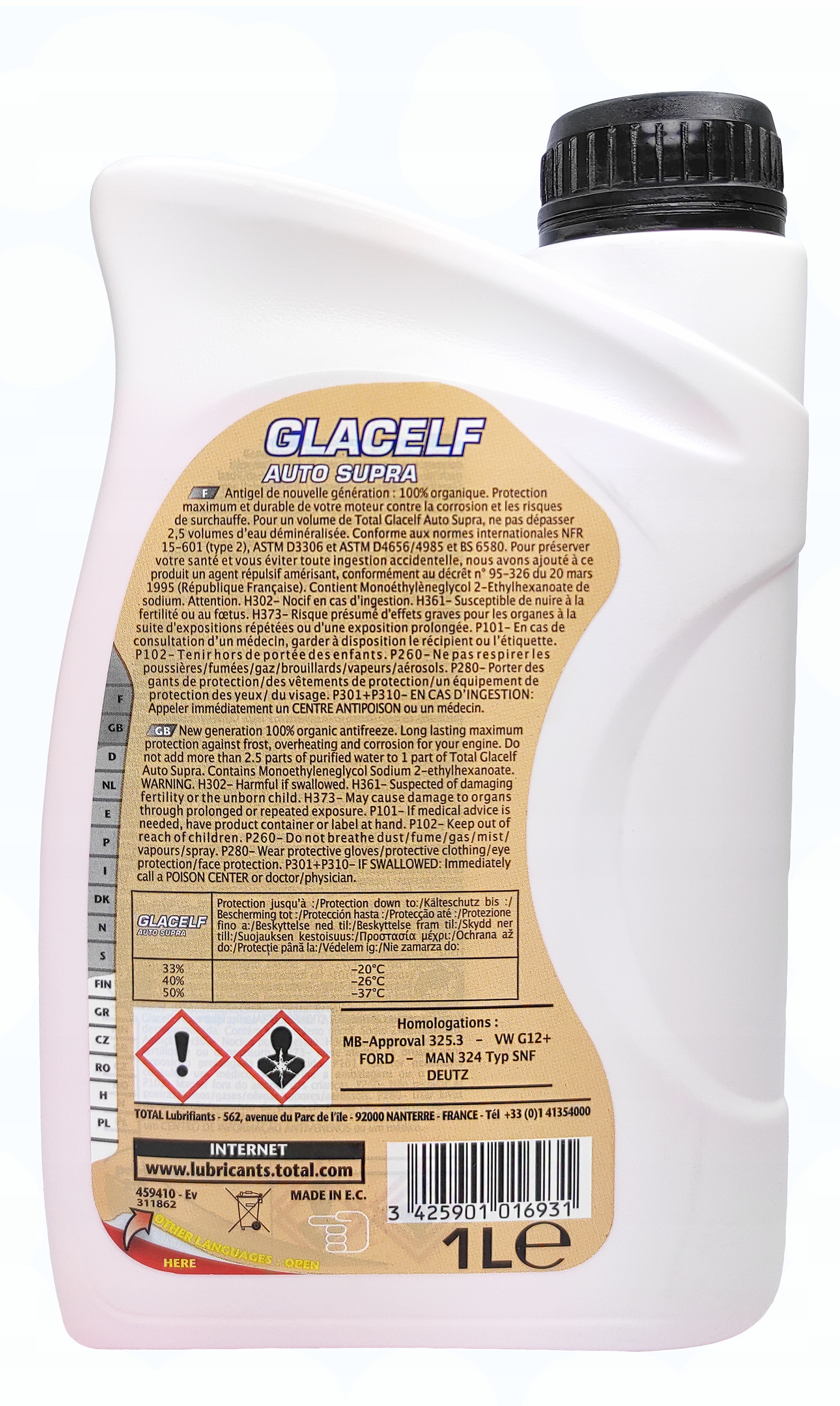 PŁYN DO CHŁODNIC TOTAL GLACELF AUTO SUPRA 1L KONC Numer katalogowy producenta OLETOTSUPRA1