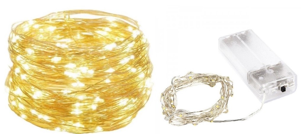 LAMPKI LED NA CHOINKĘ DRUCIK NA BATERIĘ 5M CIEPŁE