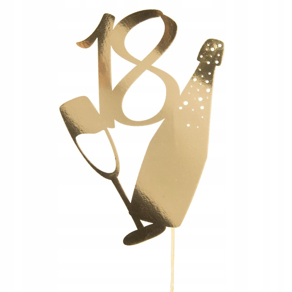 

Topper Butelka Szampana 18 Urodziny Złoty tort